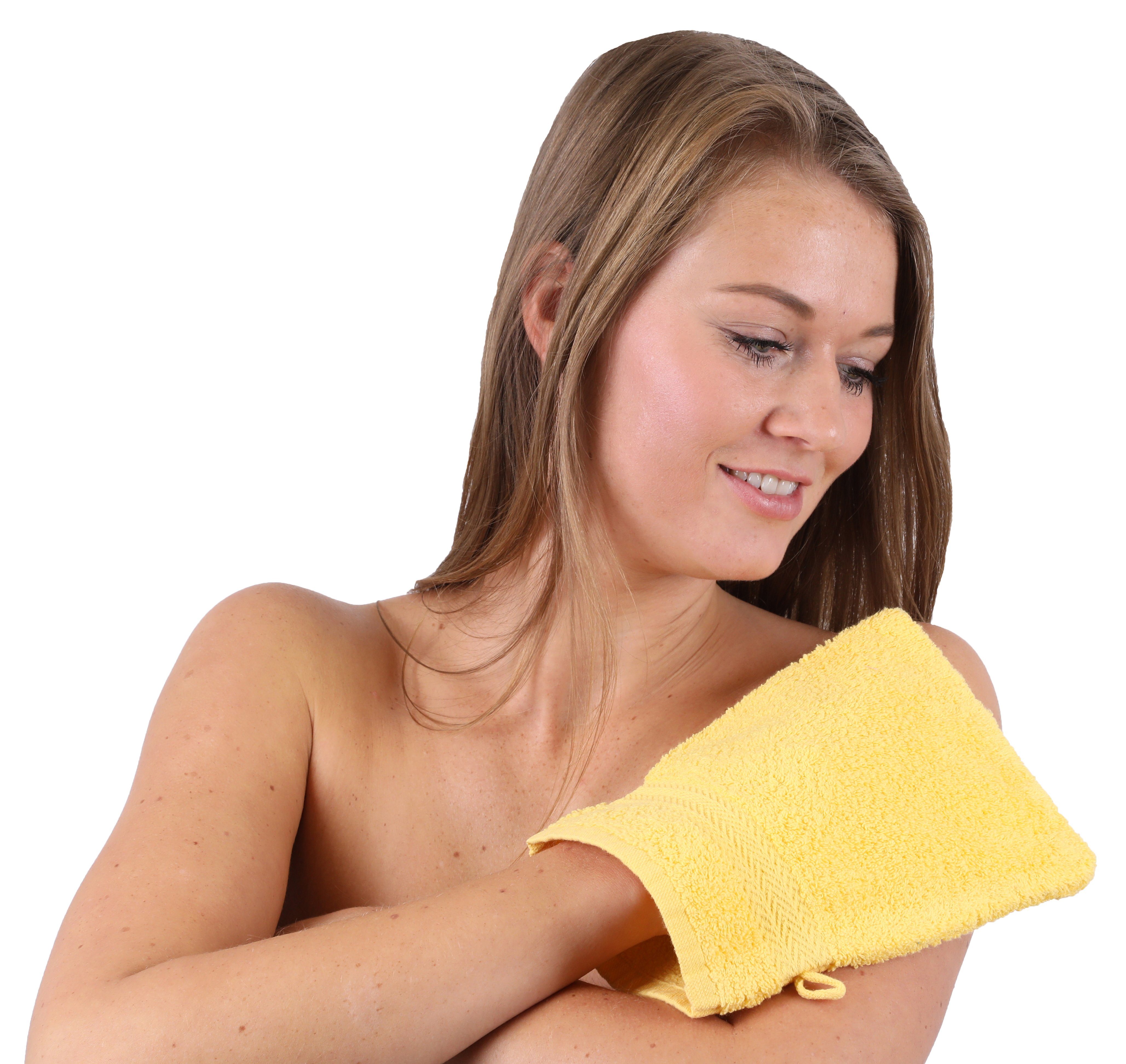 Stück Waschlappen 10 16x21 dunkelrot 100% und gelb Betz Baumwolle Set cm (10-tlg) Premium Waschhandschuh Waschhandschuhe Farbe
