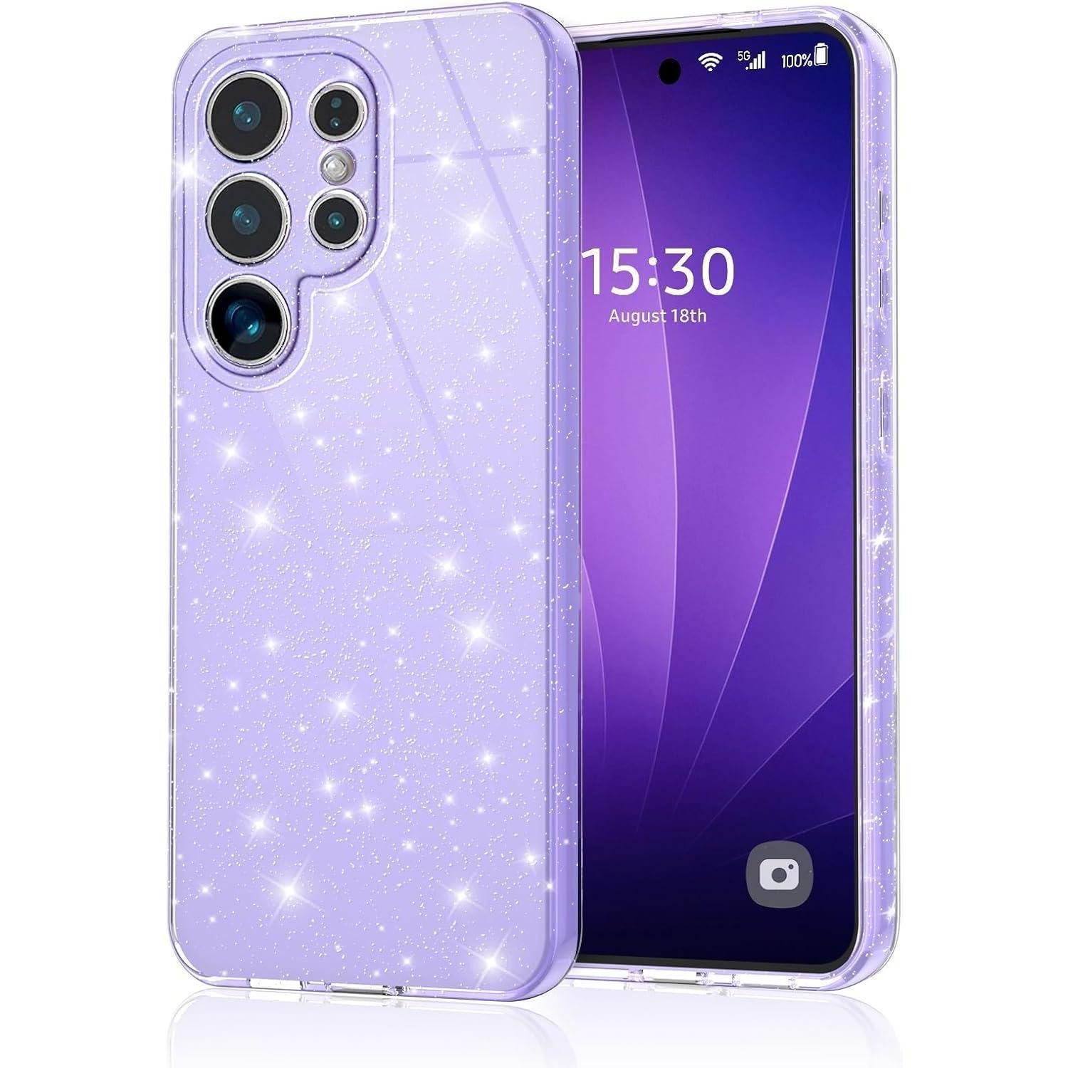 LuxusKollektion Handyhülle Galaxy S25 Ultra Handyhülle Glitzer Lila