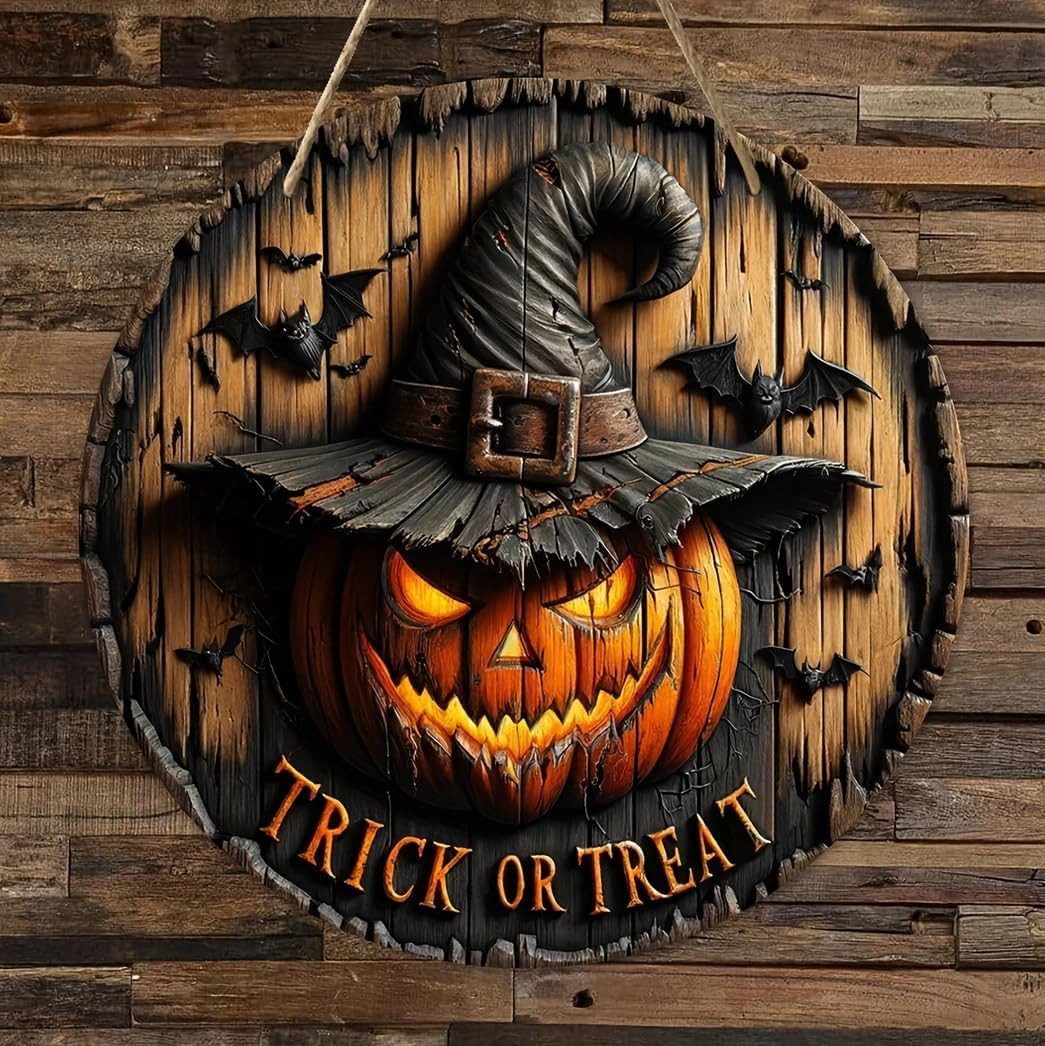 COFI 1453 Wanddekoobjekt Halloween Kürbis Türschild günstig online kaufen