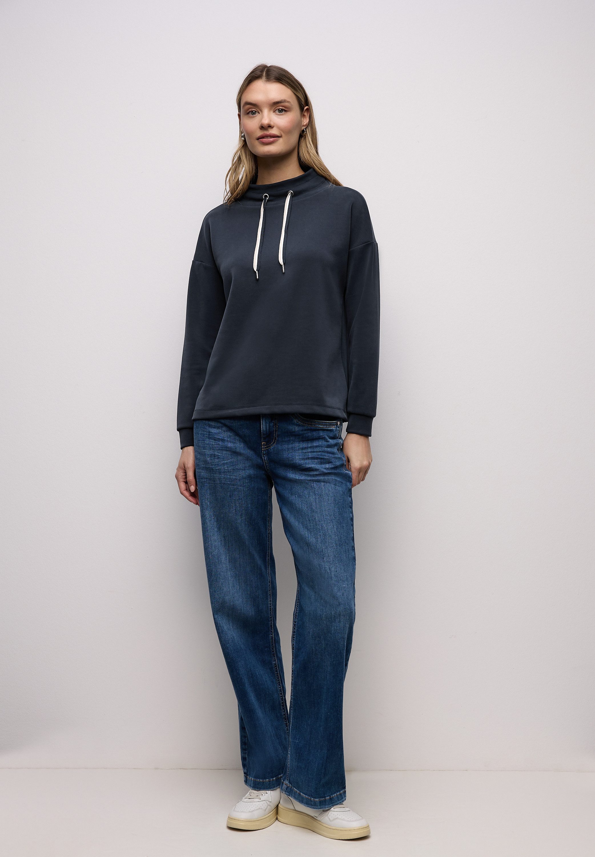 STREET ONE Langarmshirt mit Kordelzug und Schleife