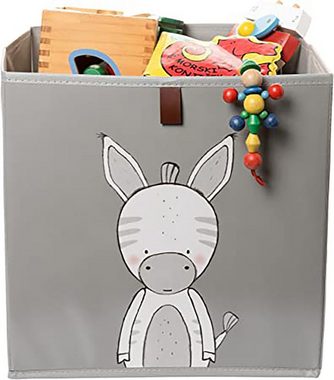 Centi Faltbox Aufbewahrungsboxen Kinder, Spielzeugkiste für Kallax Boxen (Spar Set, 3 St., 33x33x33cm grau), mit Schlaufe zum Herausziehen, aufbewahrung Kinderzimmer, abwaschbar