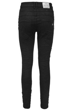 Jewelly Regular-fit-Jeans Jeans mit Schwarzen Strass Applikationen