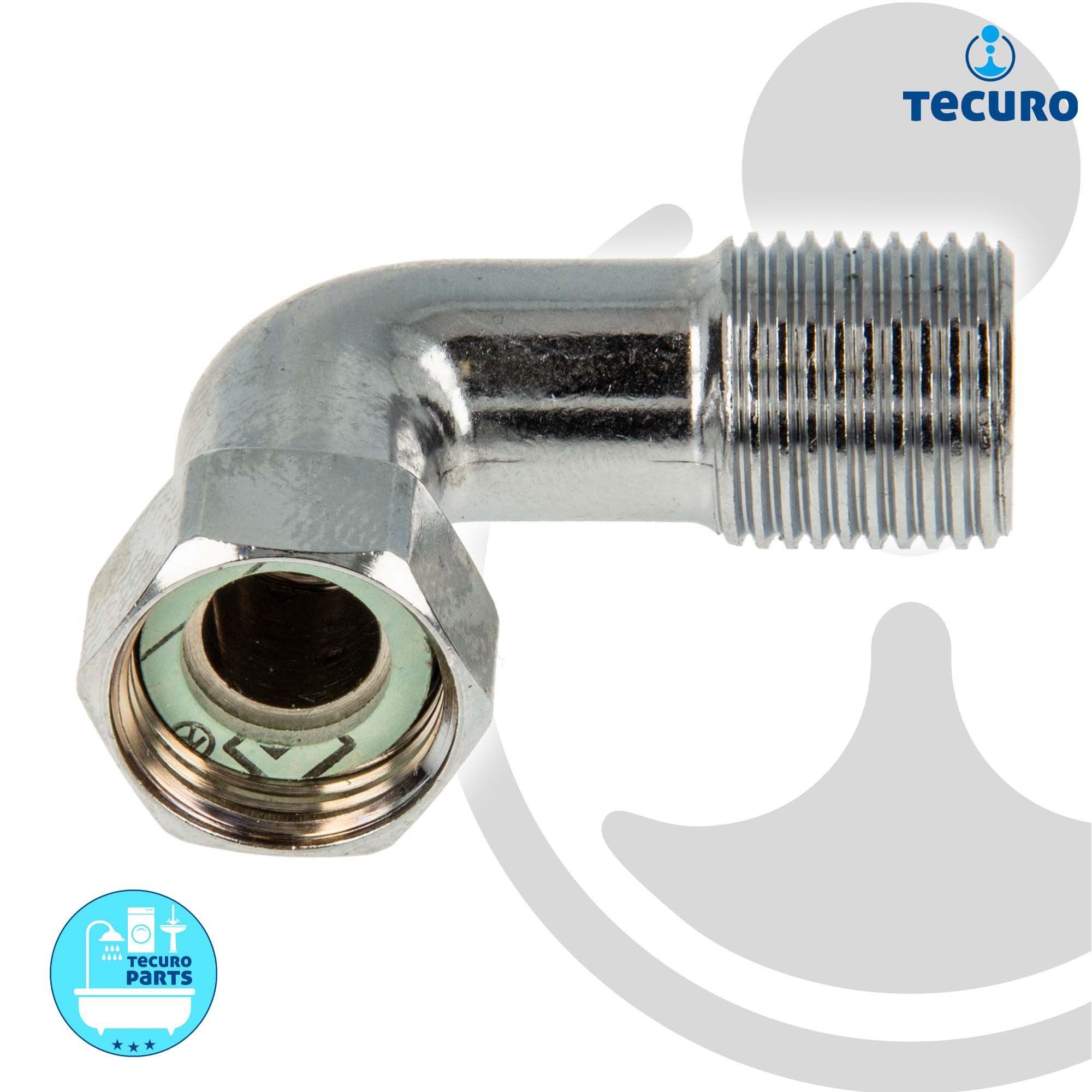 tecuro Gewindefitting Winkel-Verschraubung mit ÜWM x AG, Messing glanzverchromt, ÜWM 1/2 Zoll x AG 1/2 Zoll