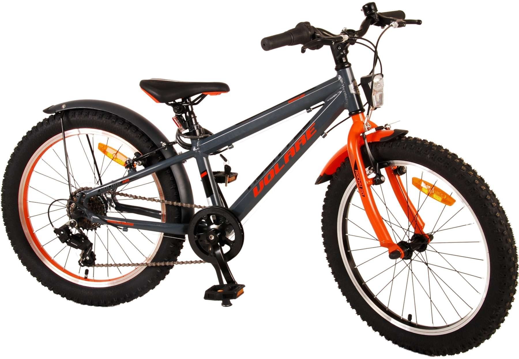 Volare Kinderfahrrad Rocky - 20 Zoll - Schwarz/Blau bzw. Grau/Orange - 85% fertig Prime, 6 Gänge, Fat Tires, bis 115 kg, Altersempfehlung: 6 - 8 Jahre