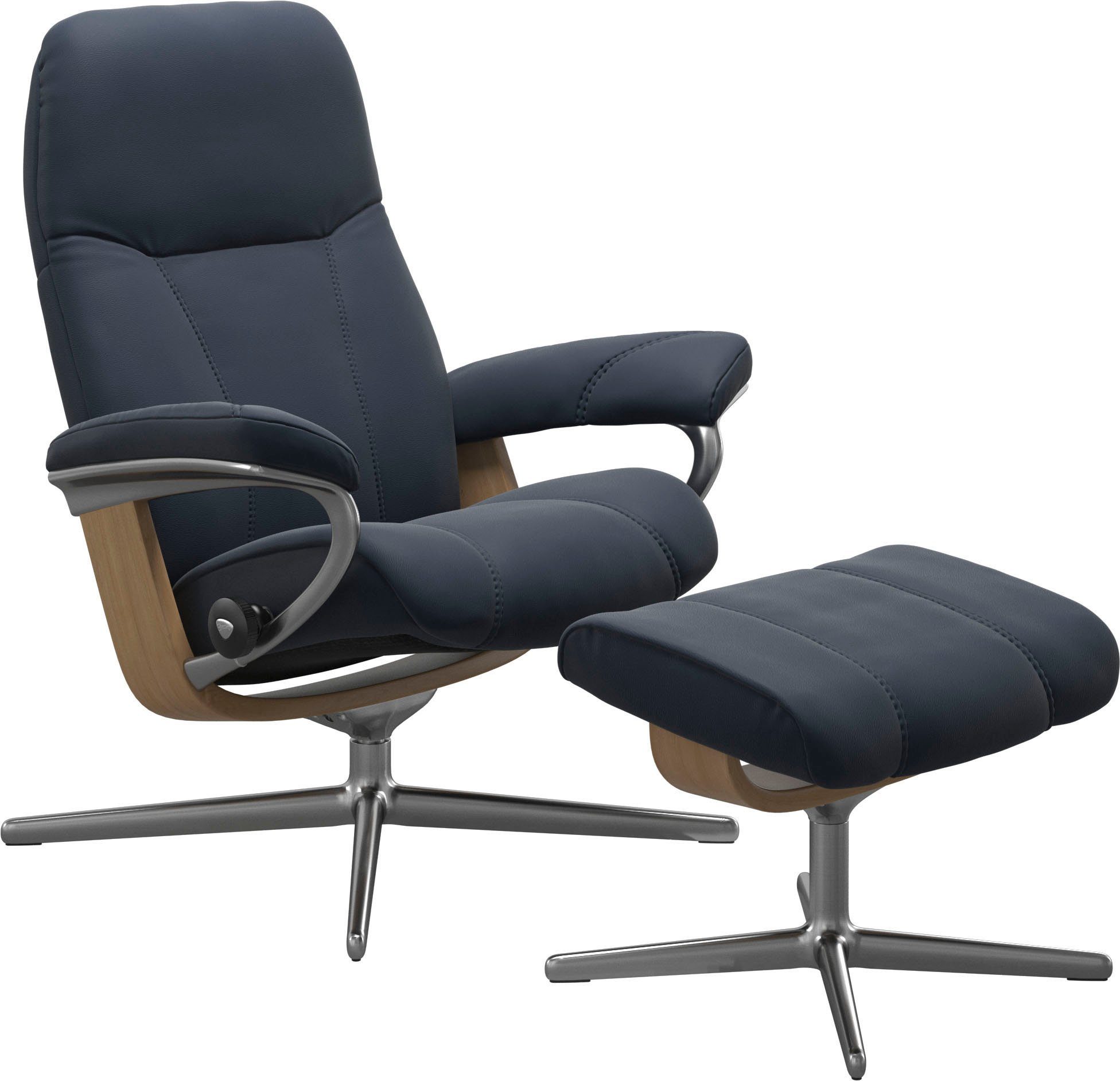 Cross Hocker), L, Relaxsessel Relaxsessel M & (Set, Base, Consul Eiche mit mit Größe Stressless® S, mit Holzakzent Hocker,