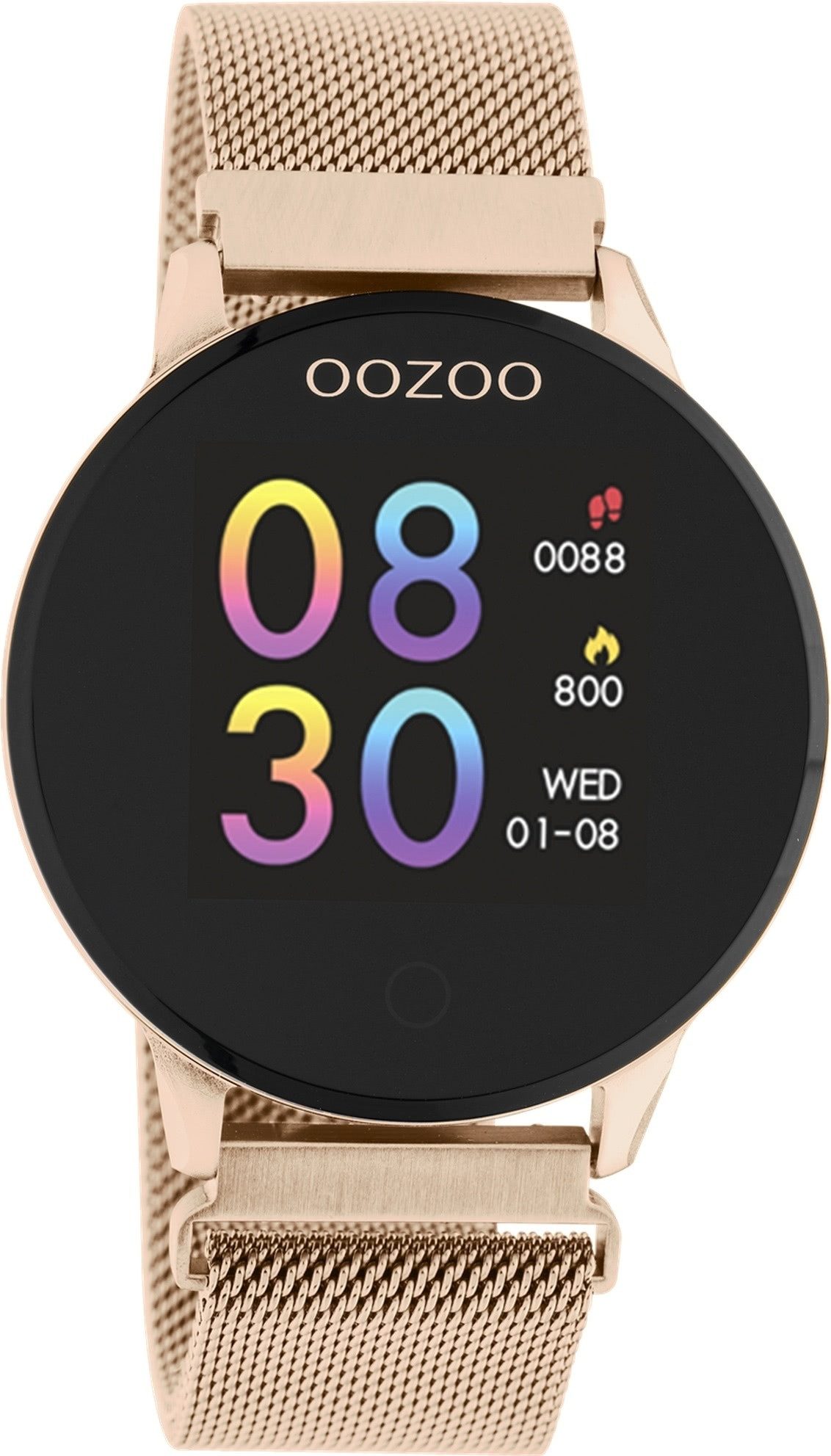 OOZOO Oozoo Damen Armbanduhr Смарт годинники Smartwatch (kompatibel ab Android 5.1+ und IOS 8.0), Multifunktionsuhr, Damenuhr rund, groß (ca. 43mm) Metallarmband, Fashion-Style