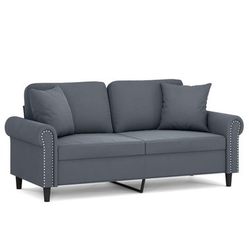 vidaXL Sofa 2-Sitzer-Sofa mit Zierkissen Dunkelgrau 140 cm Samt