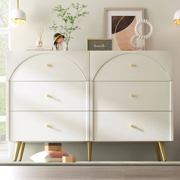 Ulife Sideboard Schubladenkommode Highboard mit 6 Schubladen, 85/120/40 cm (H/B/T)