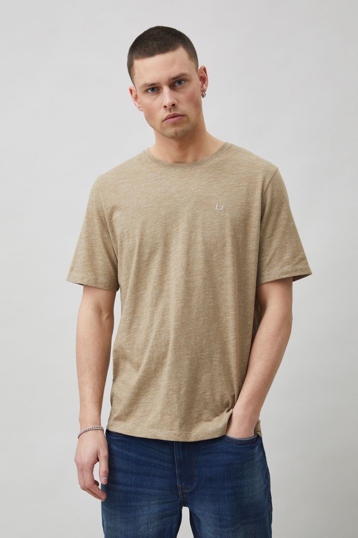 Blend T-Shirt Rundhals Stretch 5030 T-Shirt Shirt in Kurzarm BHWilton Beige