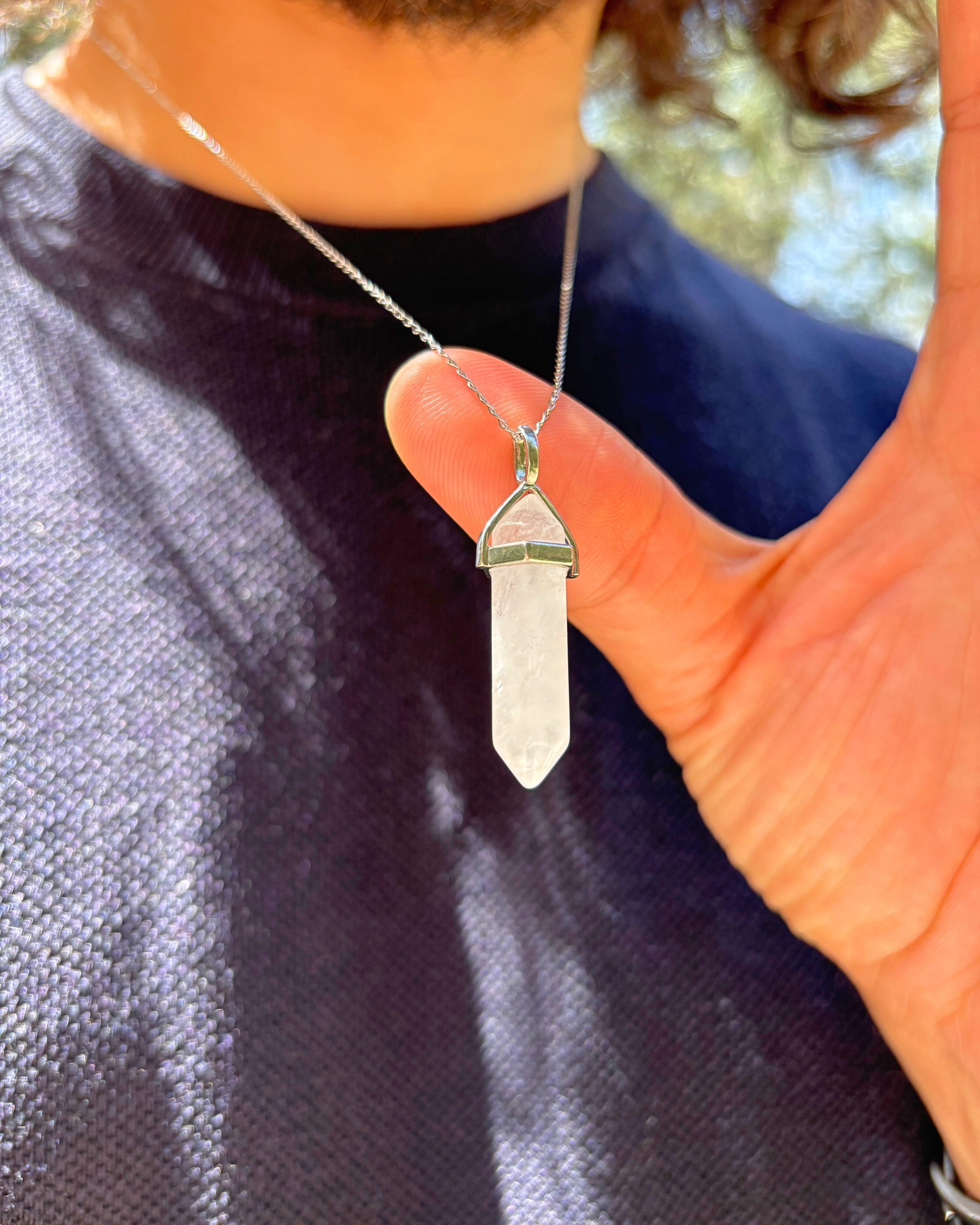 LAVISA Kette mit Anhänger LAVISA Obelisk Edelstein Halskette silber, echte Kristalle, Naturstein, Edelstein Halskette Schmuck Kristall Naturstein Edelsteinkette