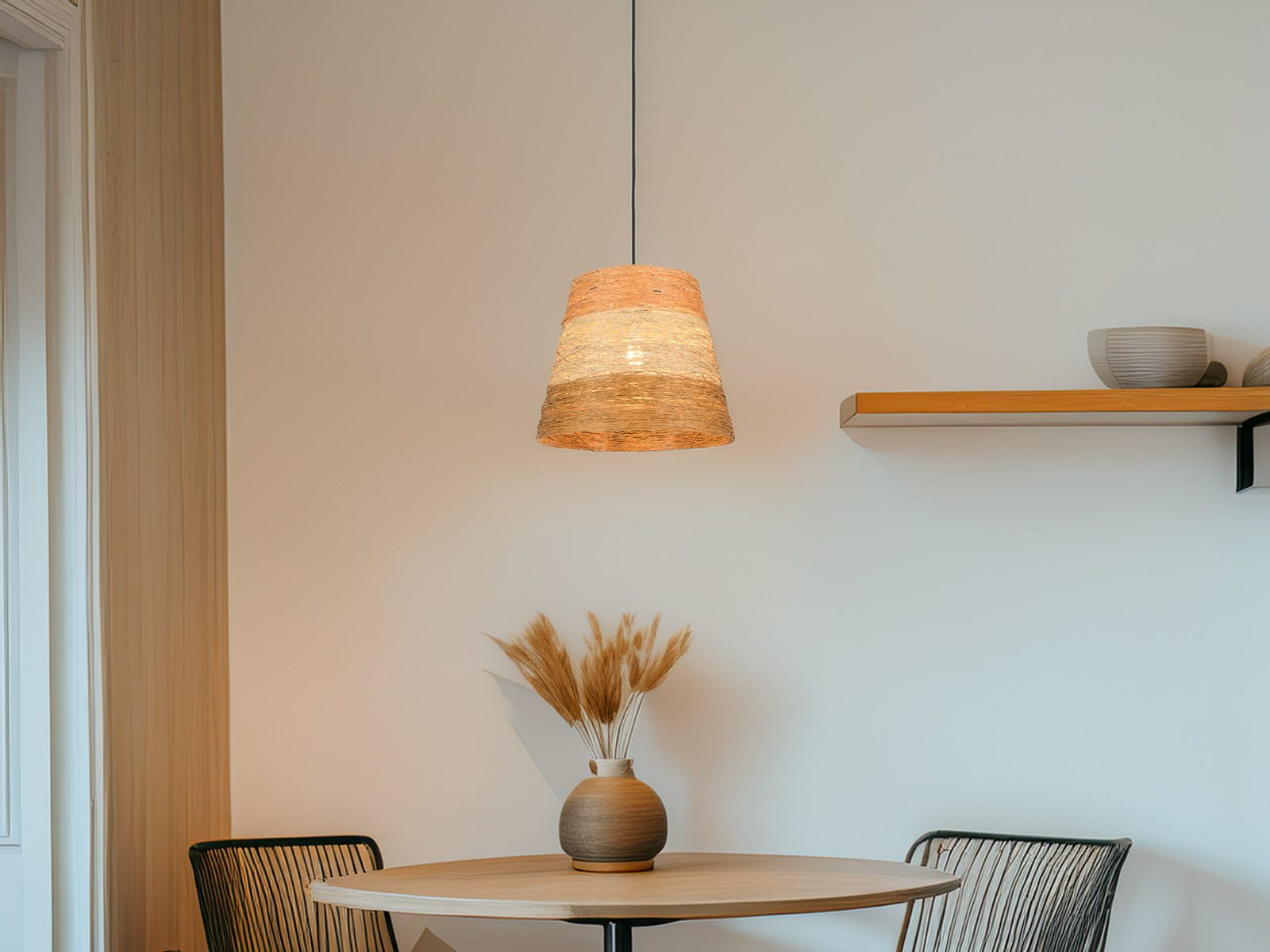 Reality Leuchten LED Pendelleuchte, Dimmfunktion, LED wechselbar, über Lichtschalter in 3 Stufen dimmbar, warmweiß, einflammig Papier-lampe hängend über-n Esstisch Lampenschirm, Ø 30cm