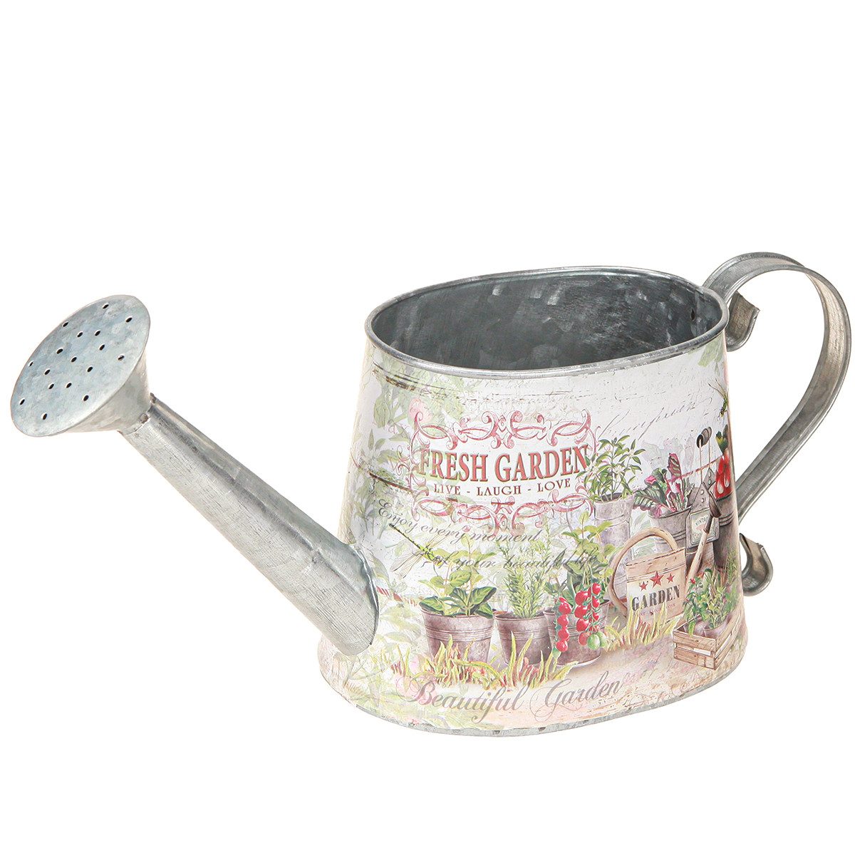 Viana Gießkanne Vintage Deko Gießkanne Silber Metall Retro Stil Balkon
