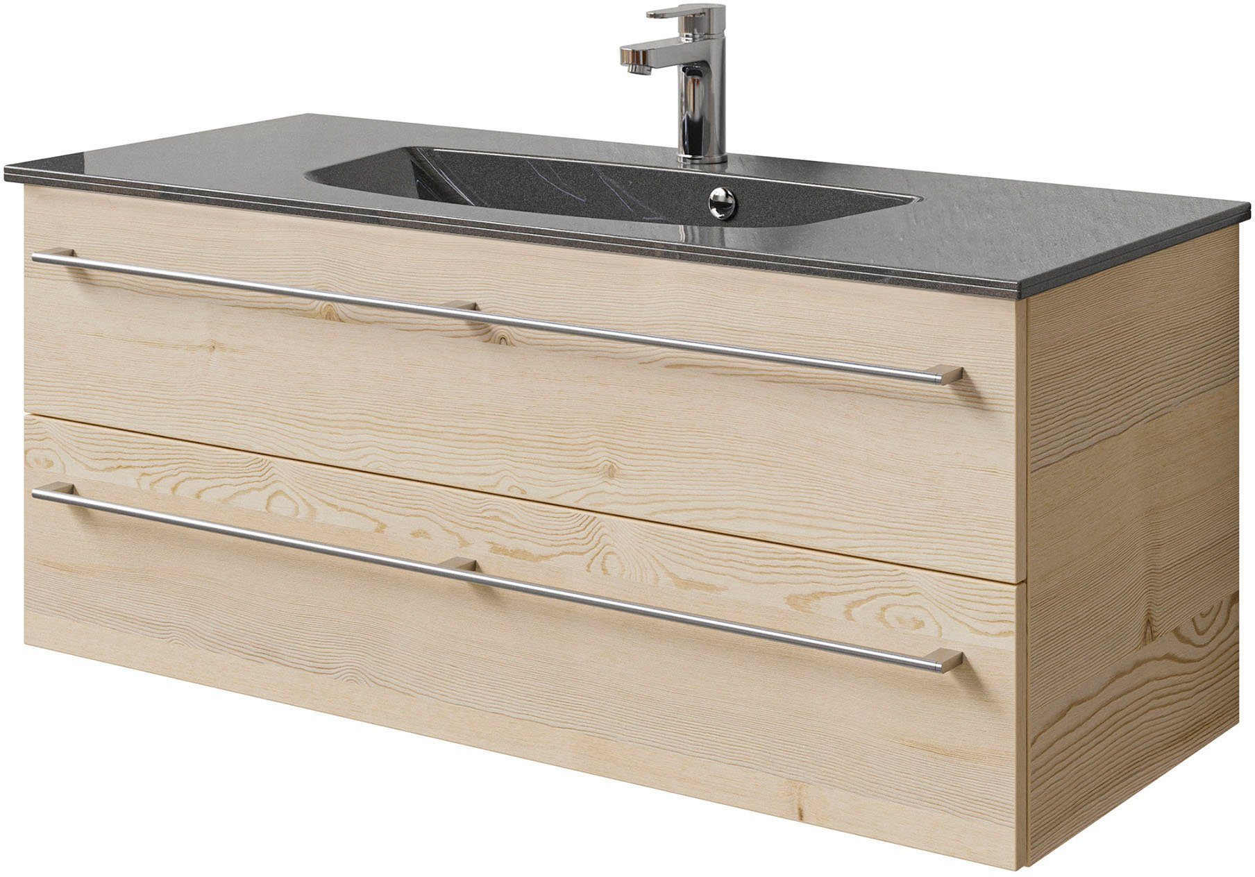 Saphir Waschtisch Serie 6025 Mineralmarmor-Waschtisch mit Unterschrank, 117 cm breit (2-St), Waschplatz mit 2 Schubladen, hängend, verschiedene Ausführungen