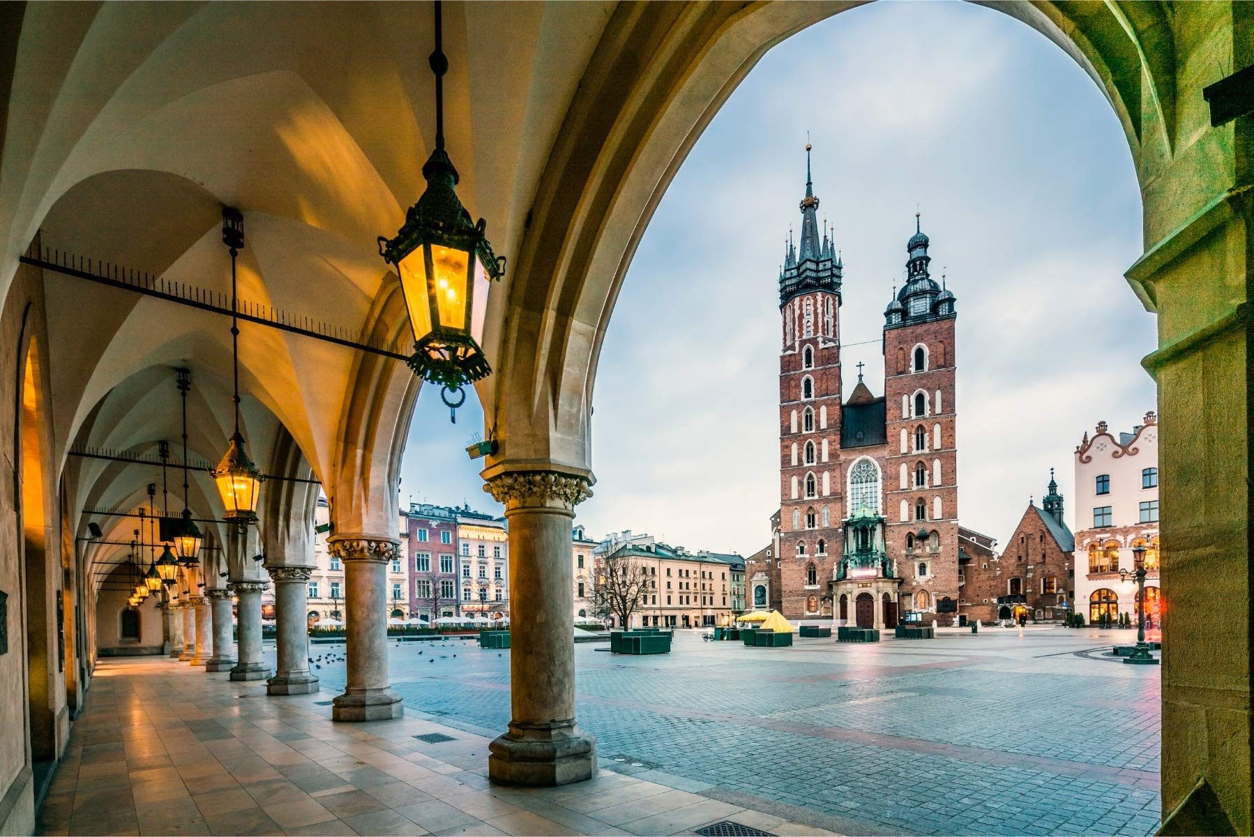 Muralo Fototapete Städte – Fototapete Wandtapete Vlies Wanddeko Wohnzimmer, bedruckt, Stadt – Krakau – Gebäude, 90 x 60 cm, Vlies