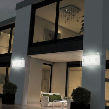etc-shop Außen-Wandleuchte, Leuchtmittel inklusive, Warmweiß, 5er Set LED Wand Lampen Balkon Veranda Strahler Außen Bereich Glas