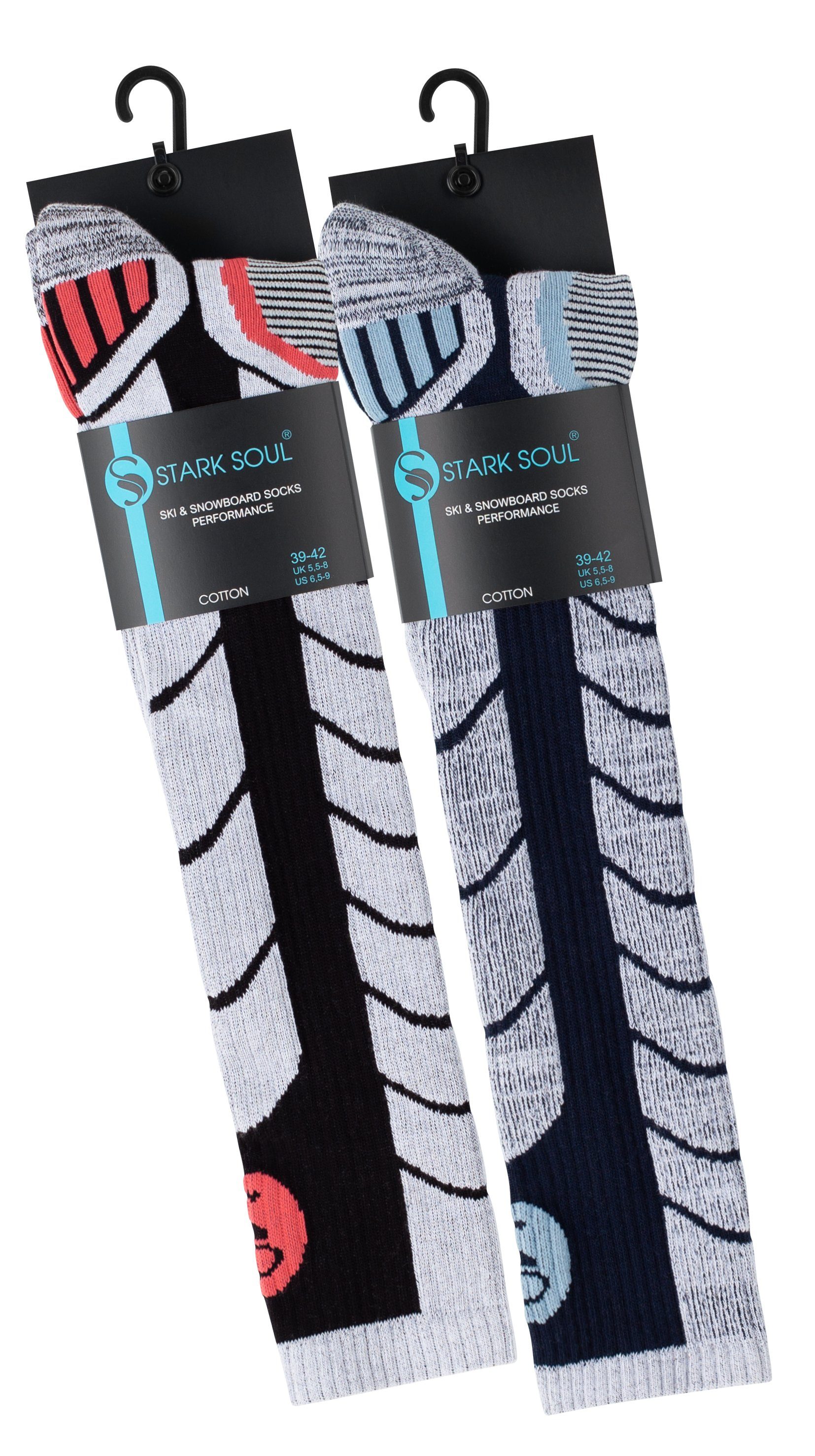 Stark Paar & Soul® 2 2 Ski Schwarz/Marine Skisocken Paar Spezialpolsterung, Snowboard Socken mit
