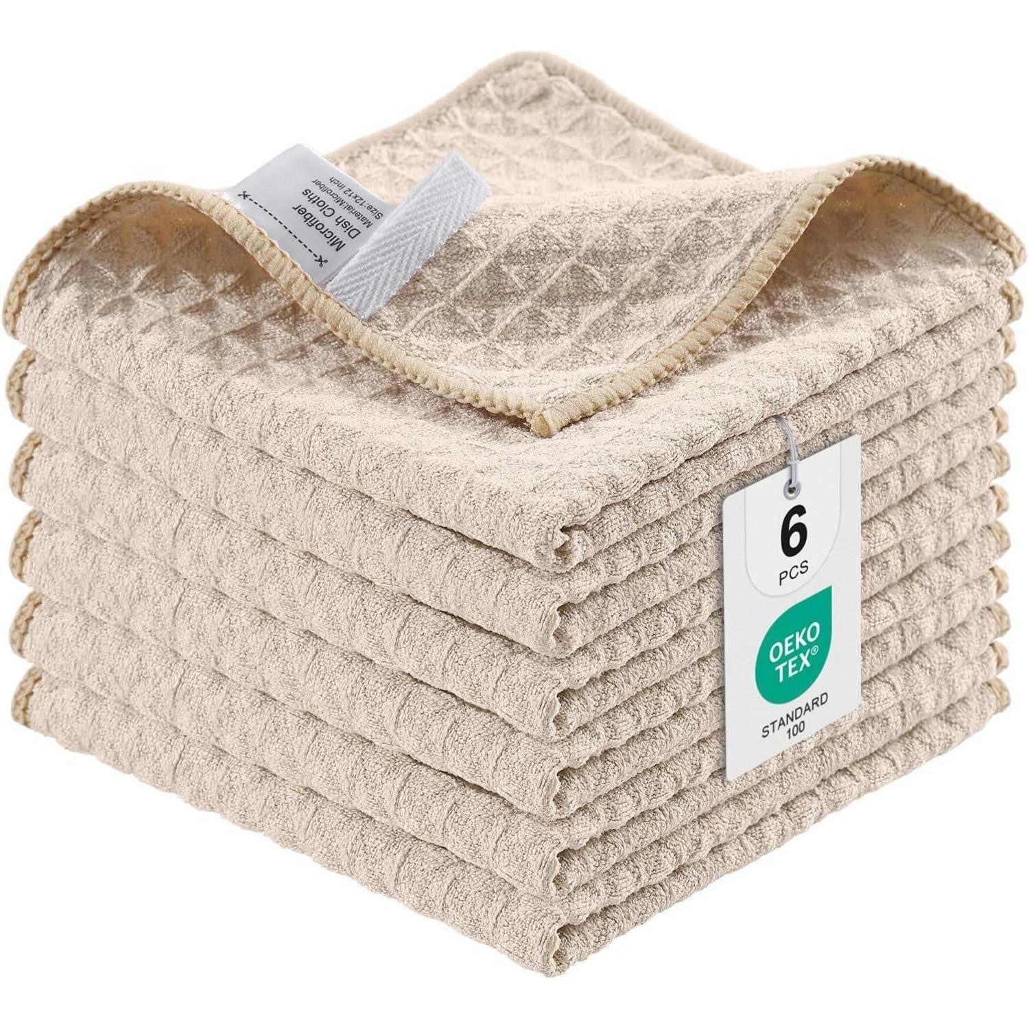 LuxusKollektion Microfasertücher 6er Set Beige 30x30cm Mikrofasertuch