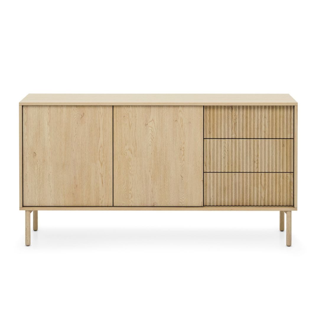 Compleo Kommode scandi design 153 cm breit, Klassisch Kommode, 3 Schubladen, TV-Kommode