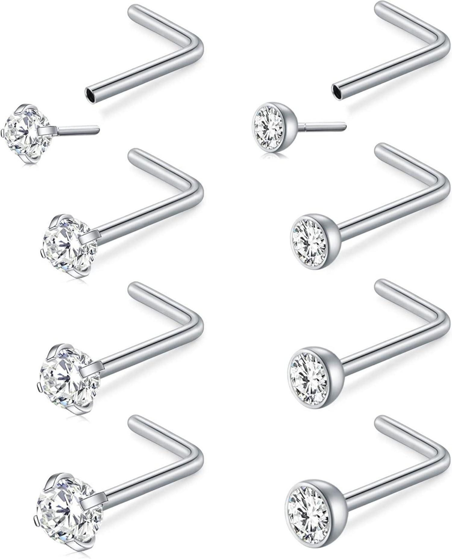 Nasenpiercing Nasenpiercing Set 20G 8-18 Stück CZ Opale Stahlnase Frauen Männer
