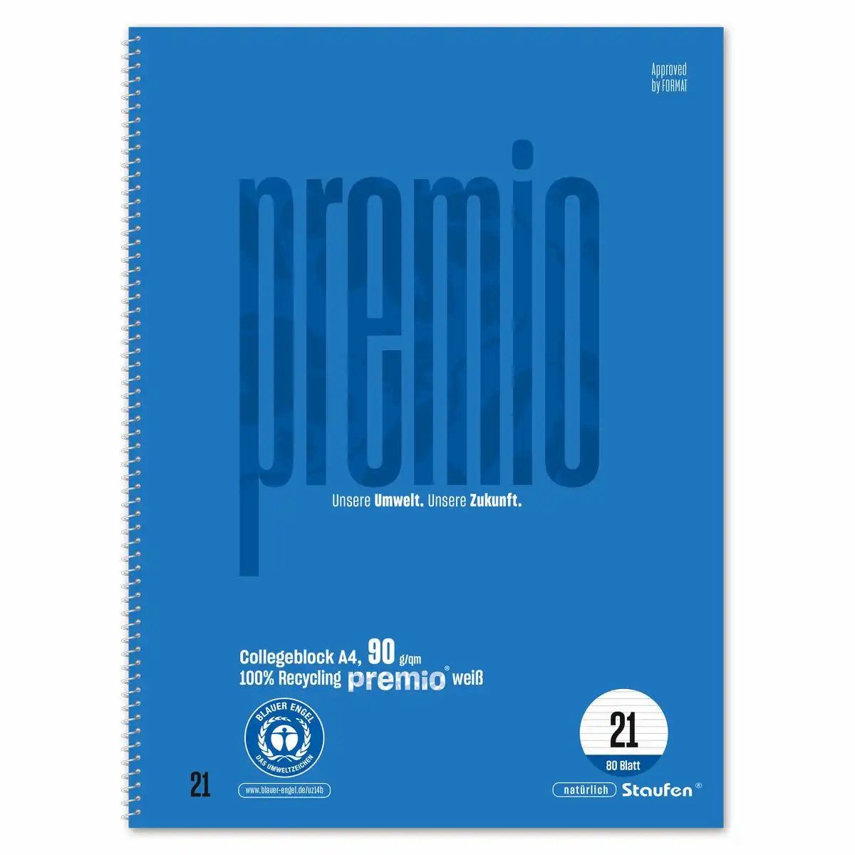 Staufen Collegeblock Staufen Collegeblock premio Lineatur 21 liniert 80 Blatt 90g/m² DIN A4