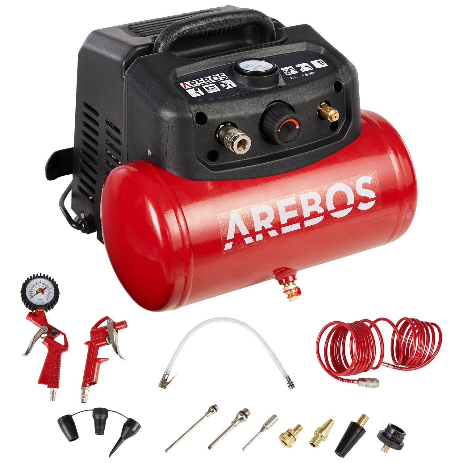 Kompressor 6L Druckluftkompressor, inkl. . Zubehör, Wartungsarm