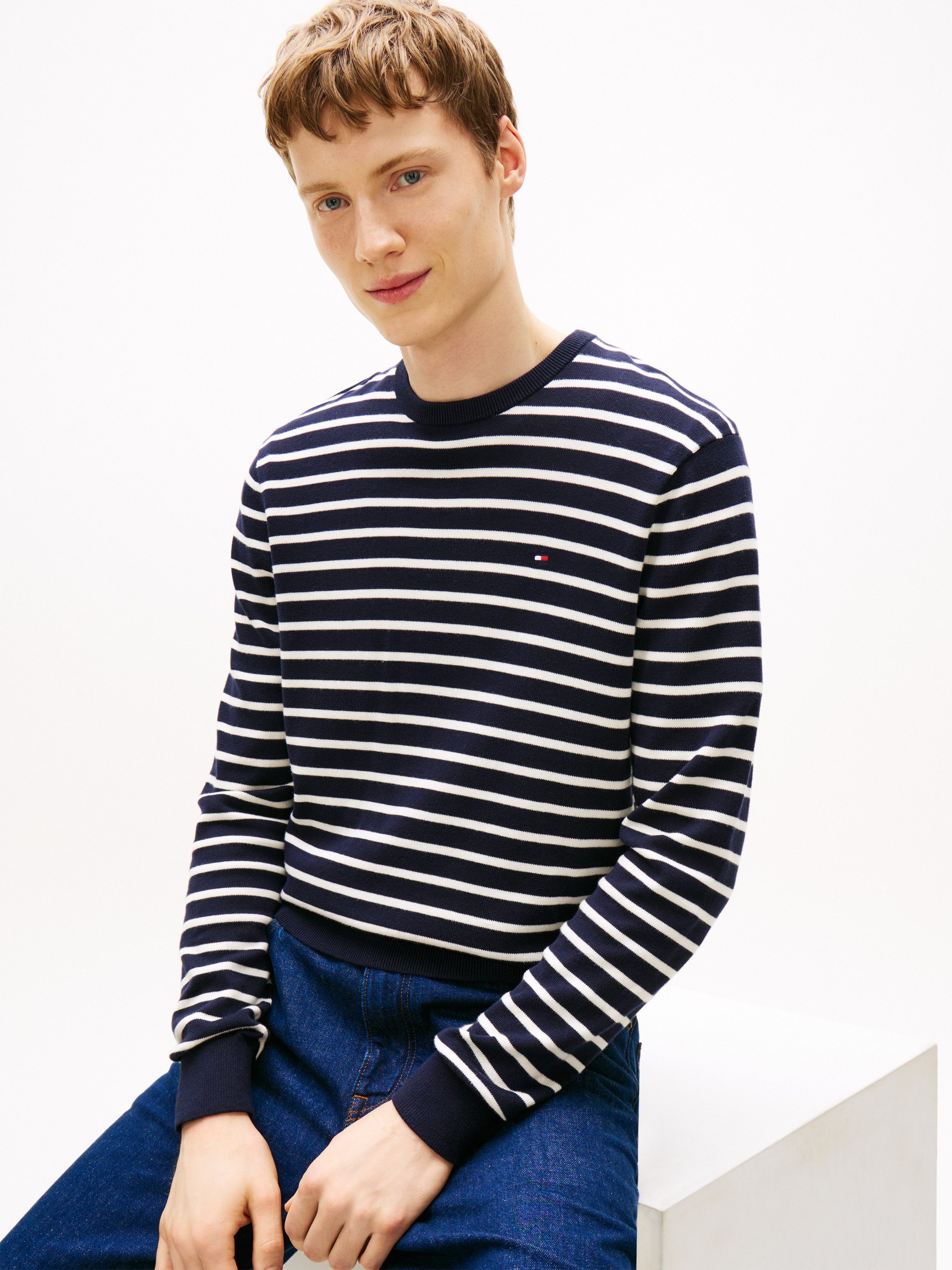 Tommy Hilfiger Rundhalspullover ESSENTIAL COTTON Crewneck Regular Fit Premium Mode