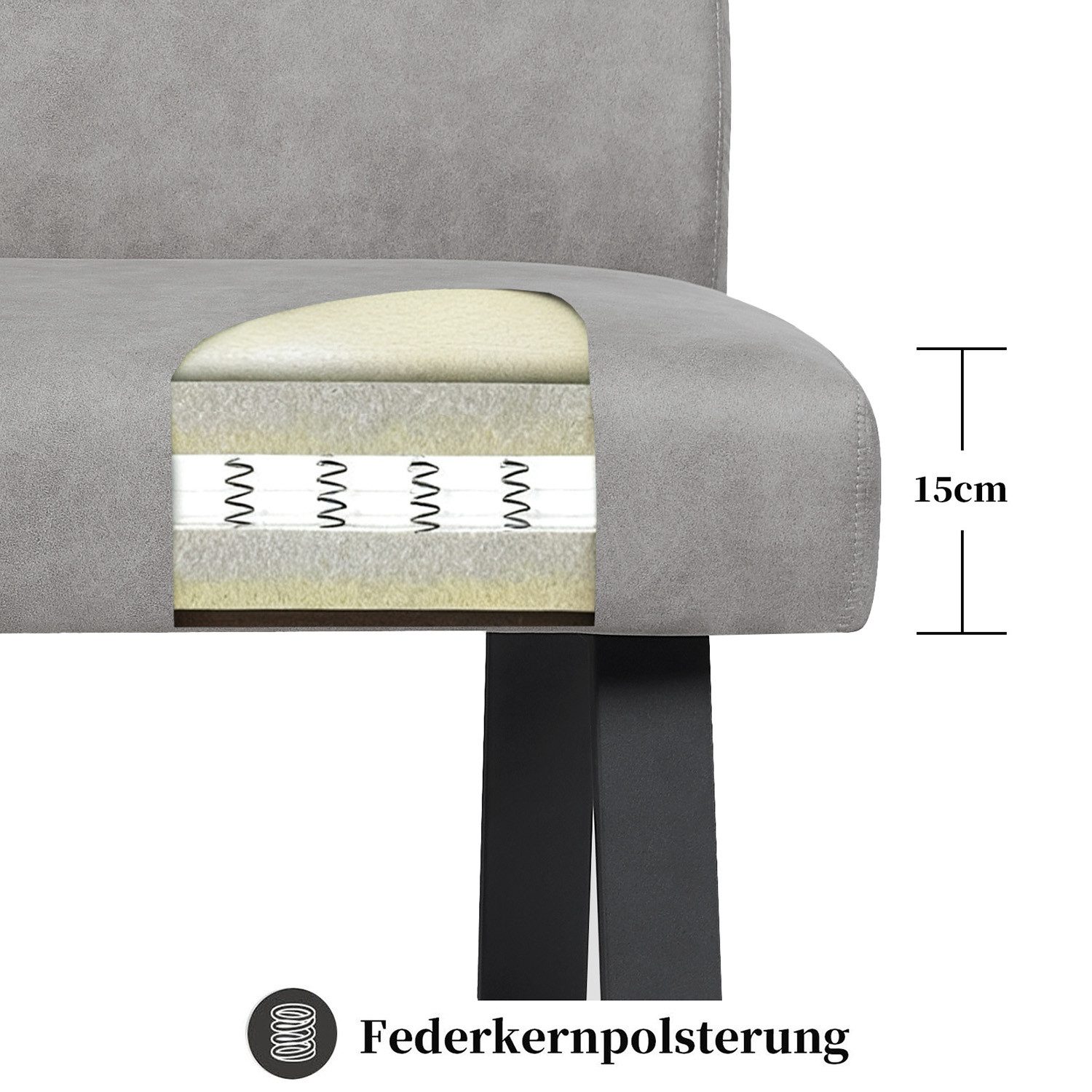 DUBI Möbel Essbank JOYCE, mit Federkernbox gepolstert, mit Rückenlehne, Metallgestell