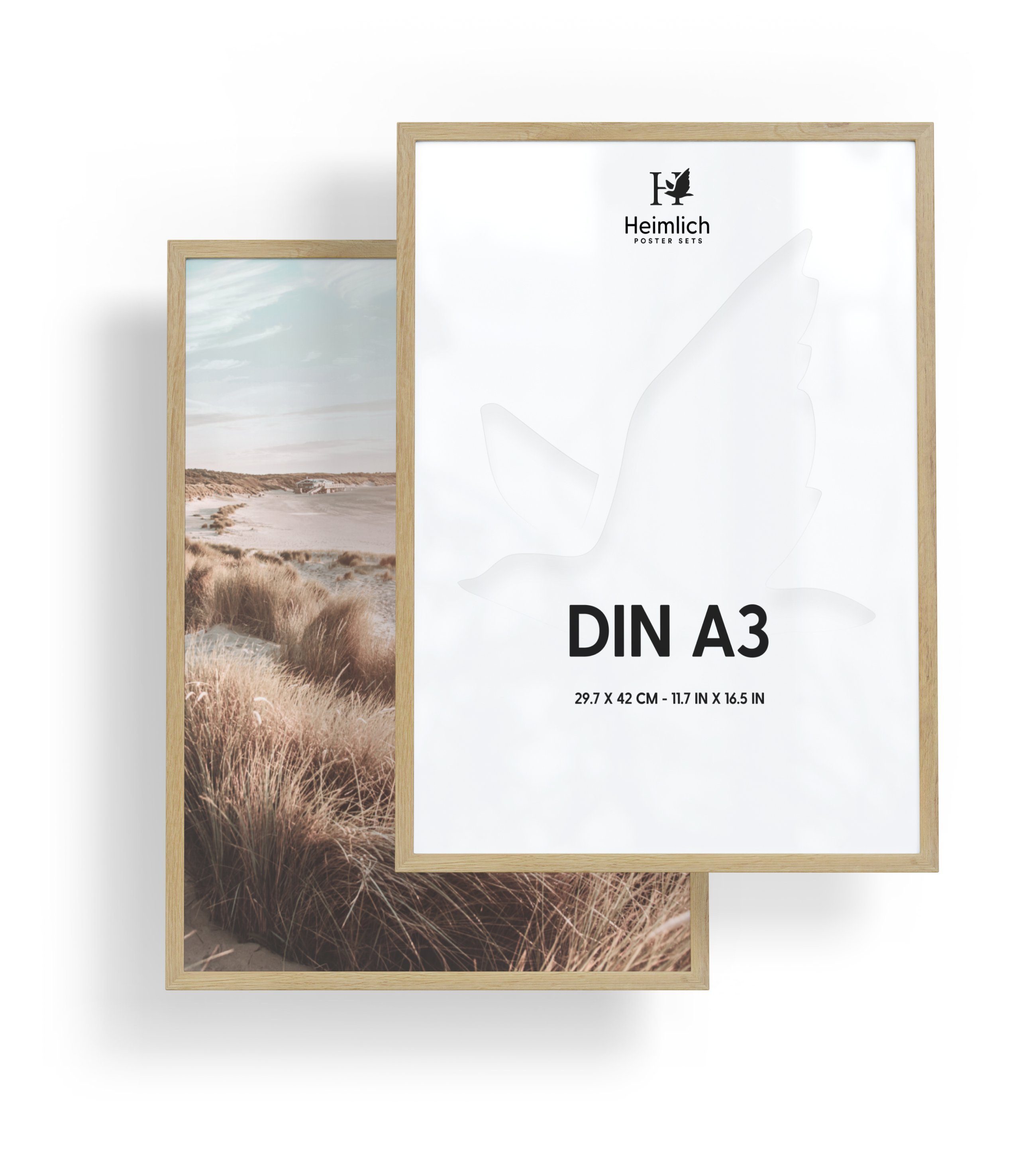 Heimlich Рамки-Set Holz Natur, Eiche, Schwarz, Weiß in DINA4 & DINA3, Рамки Set