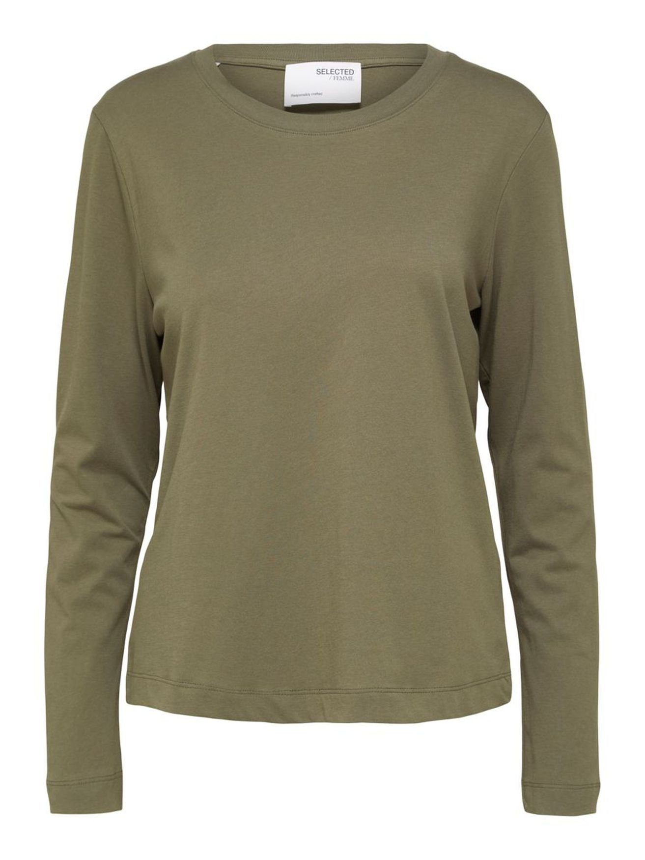 Basic Sweater Shirt in T-Shirt SLFSTANDARD Weiß Pullover SELECTED Dünner 3831 FEMME (1-tlg) Longsleeve