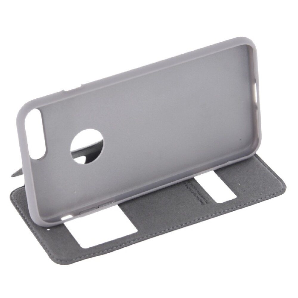 Handytasche Flip Hülle für iPhone 7 Plus Grau Handy Tasche Schutz (Flip Cover)