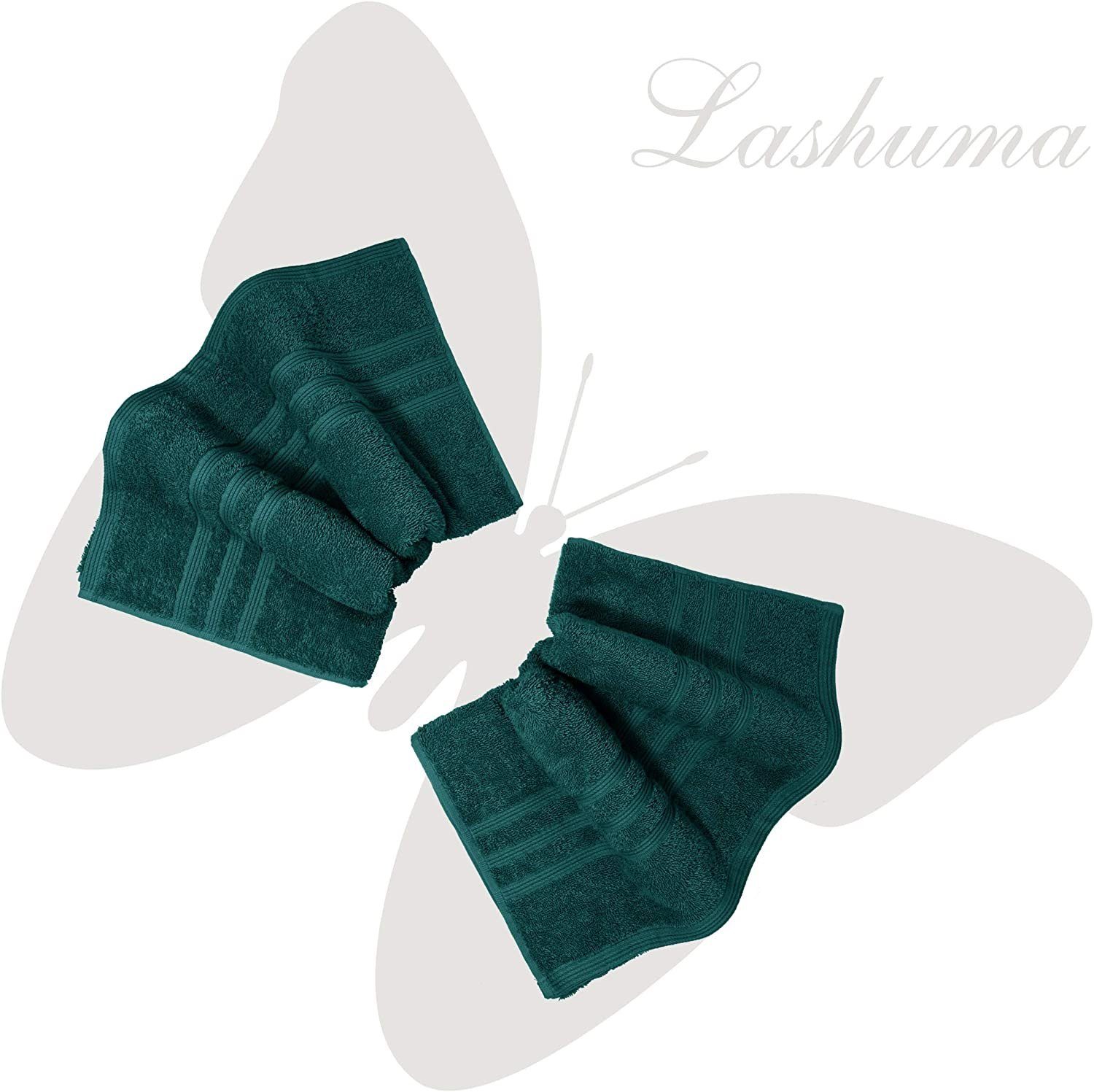 Lashuma Handtuch Set London, Frottee, Grün cm (2-tlg), Opal Handtücher dunkel grün 50x100 Kuschelige