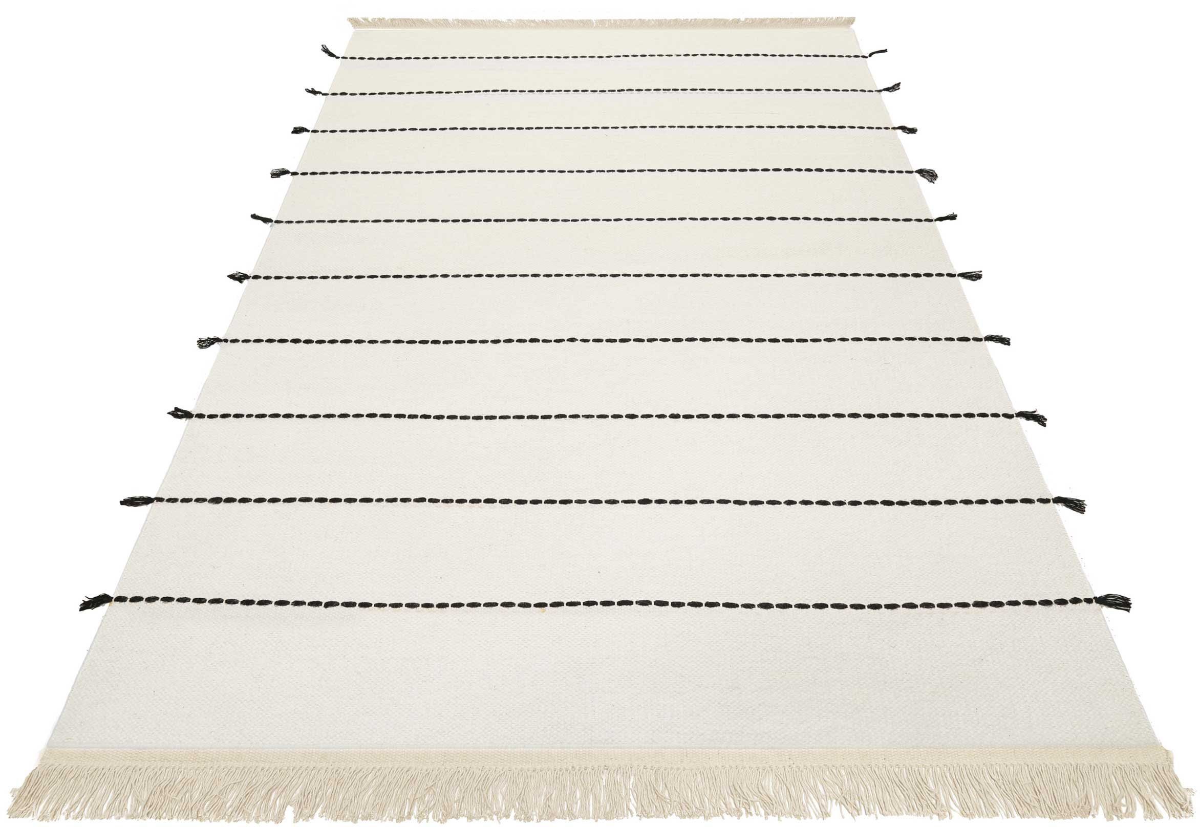 Esprit Wollteppich Lina ESP-2205, rechteckig, Höhe: 5 mm, Naturfaserteppich mit Fransen, modernes Design, Wohnzimmer