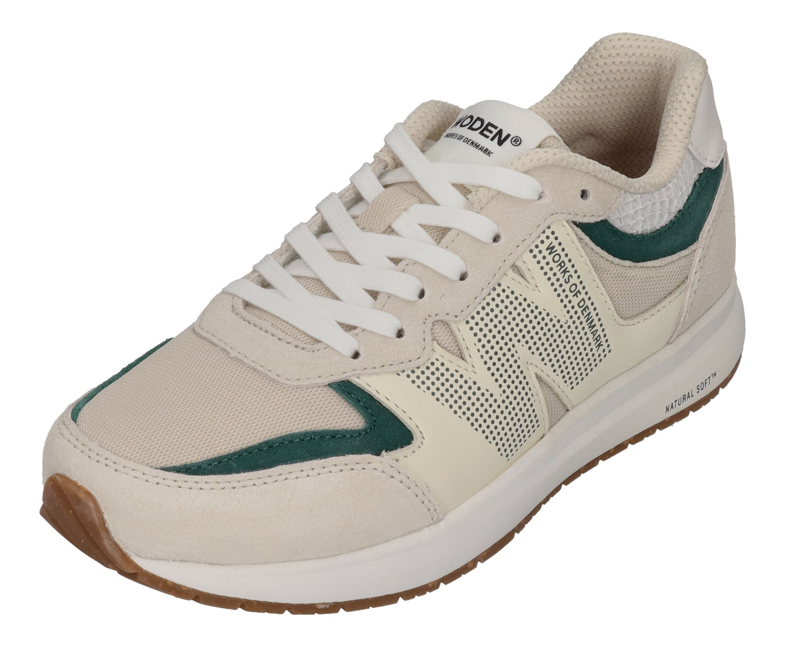 WODEN Rigmor WL593 Sneaker Blanc de Blacnc Deep Forrest