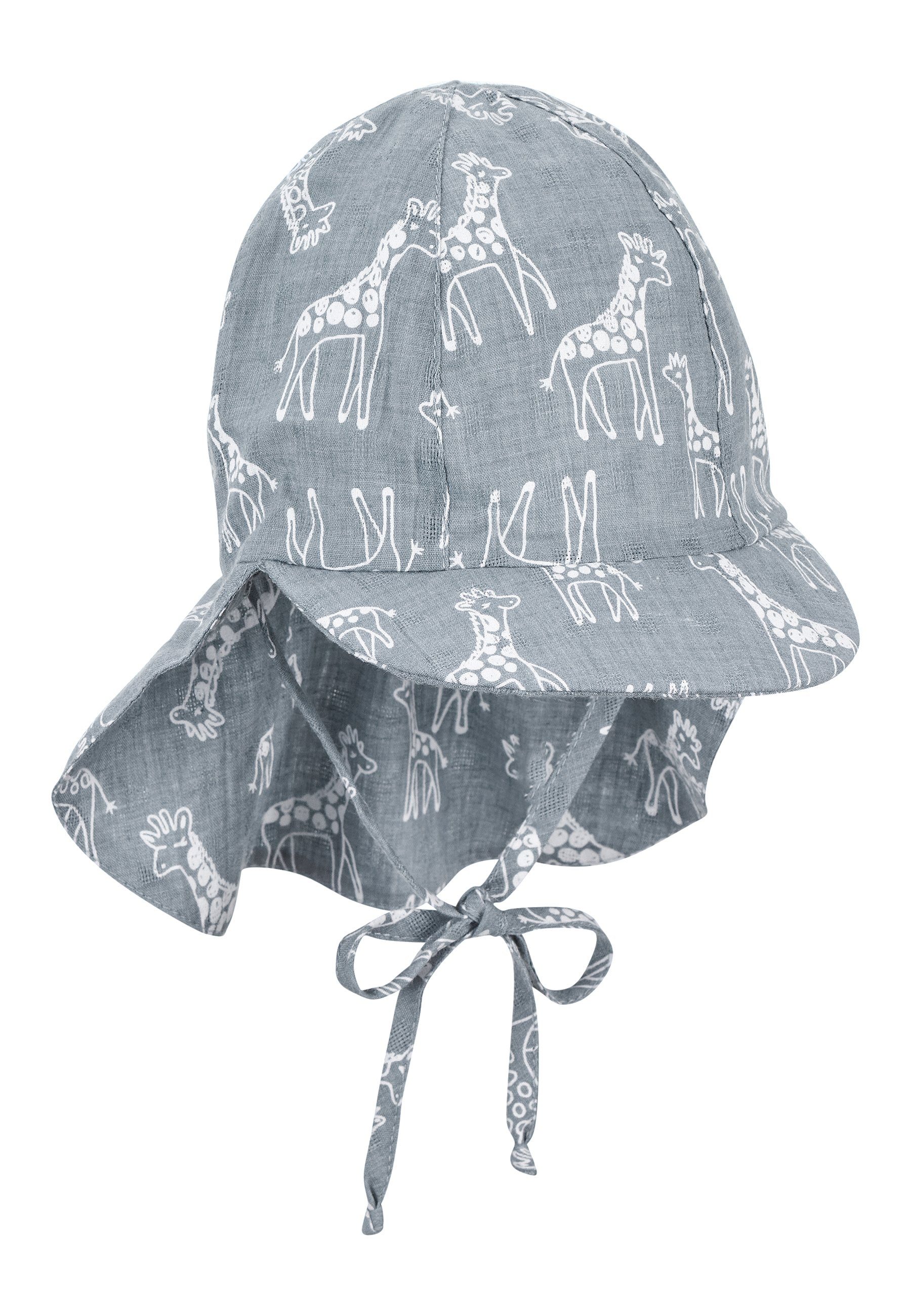 Sterntaler® Schirmmütze Schirmmütze Nacken (1-St., Sommermütze bedruckt und gefüttert mit Batist (Bio) Mütze mit Nackenschutz und Größenregulierungsband