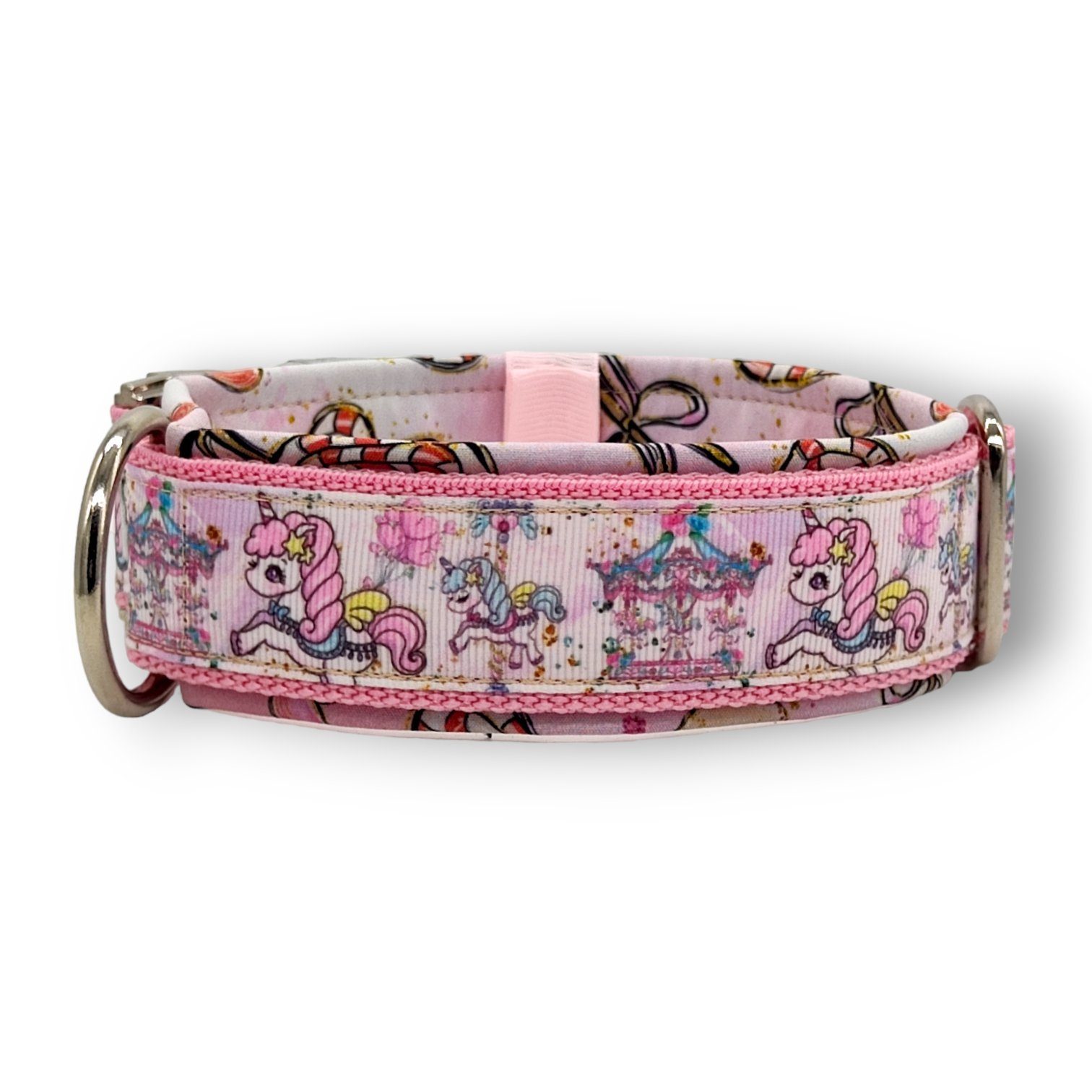 D by E Couture Hunde-Halsband Halsband 50mm "Jahrmarkt IV", gepolstert, verstellbar, 50mm breit, Handmade