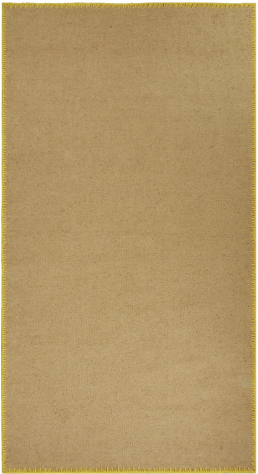PAD Teppich MOSS, rechteckig, Höhe: 6 mm, Juteteppich, handgewebt, Uni Farben, farbige Umrandung, Wohnzimmer