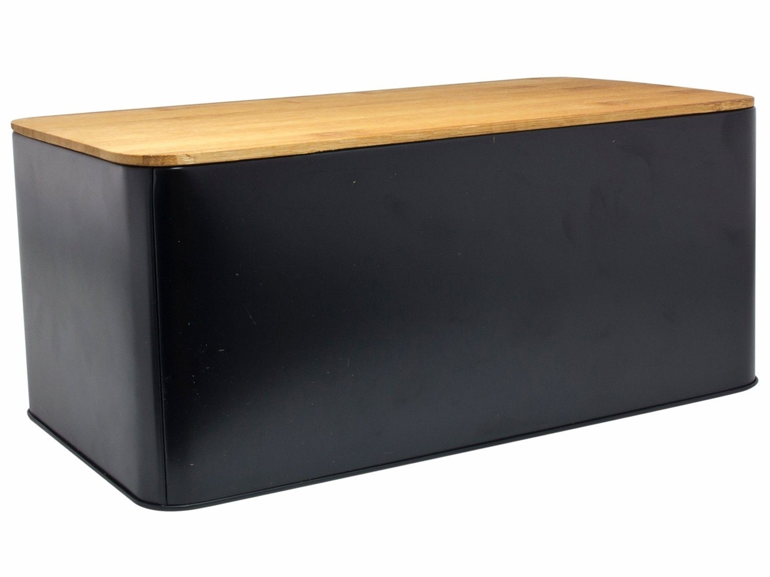 Brotkasten BAKED, Schwarz, Braun, B 31 x H 17 x T 13 cm, Aluminium, mit Schneidebrett als Holzdeckel