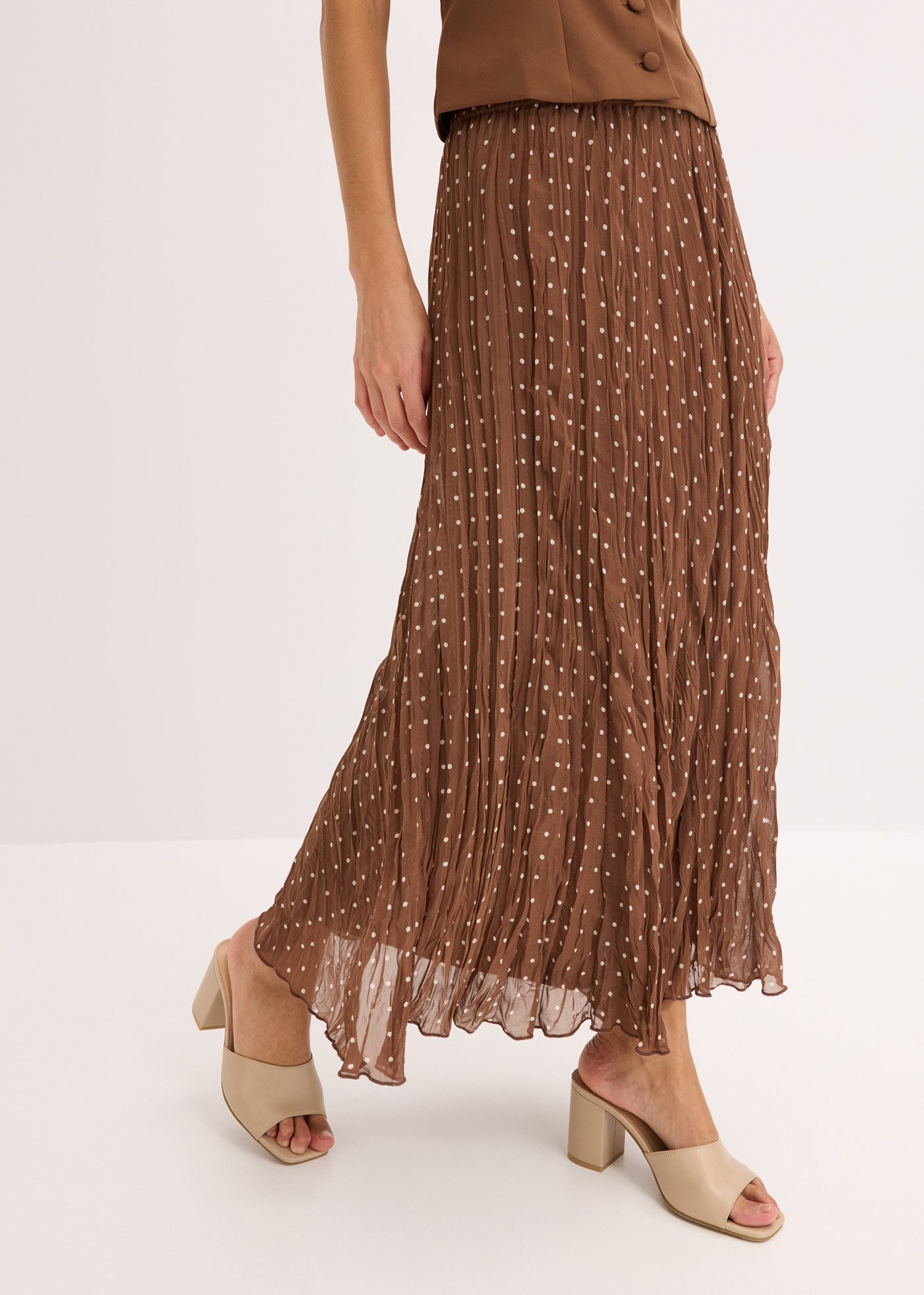 bonprix Plisseerock mit Elastikbund, in A-Linie, mit Crash-Optik