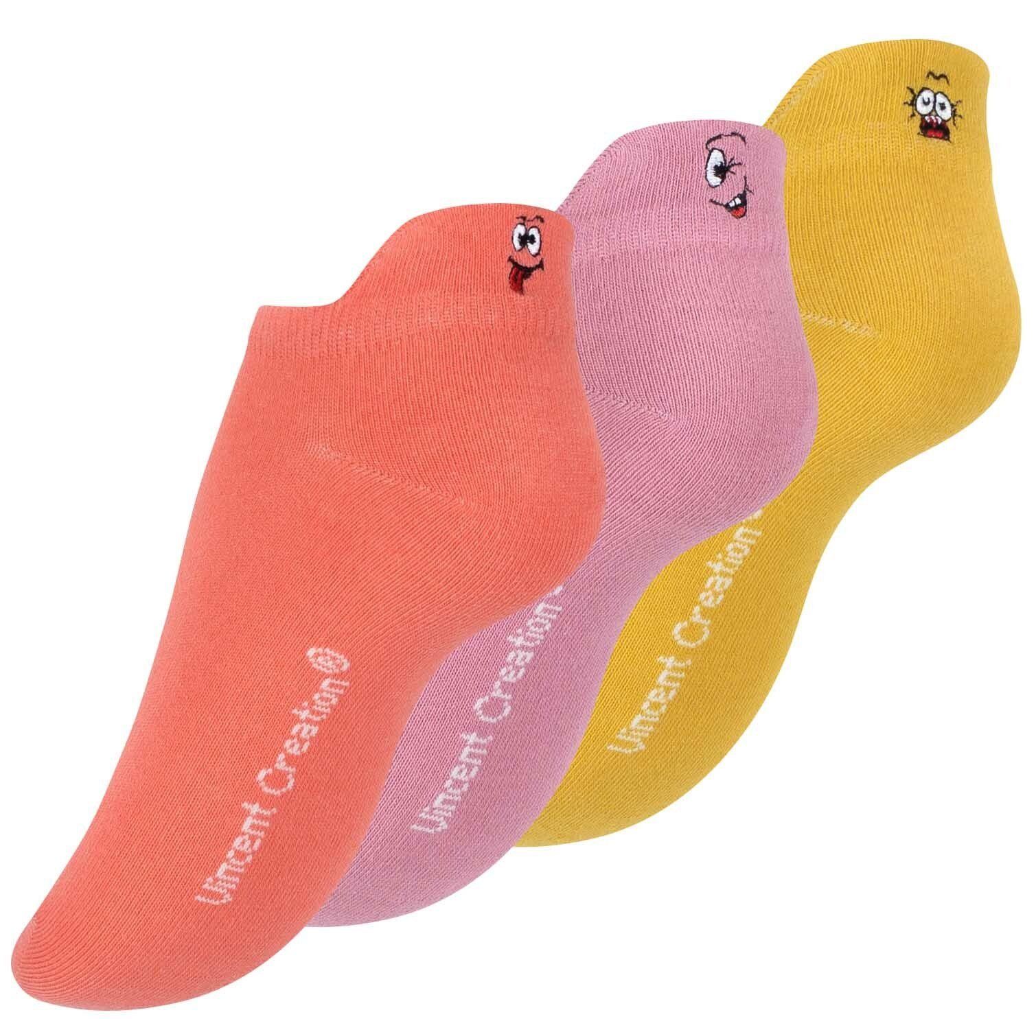 Vincent Creation® Sneakersocken (6-Paar) mit lustiger Gesichter / Monster Stickerei