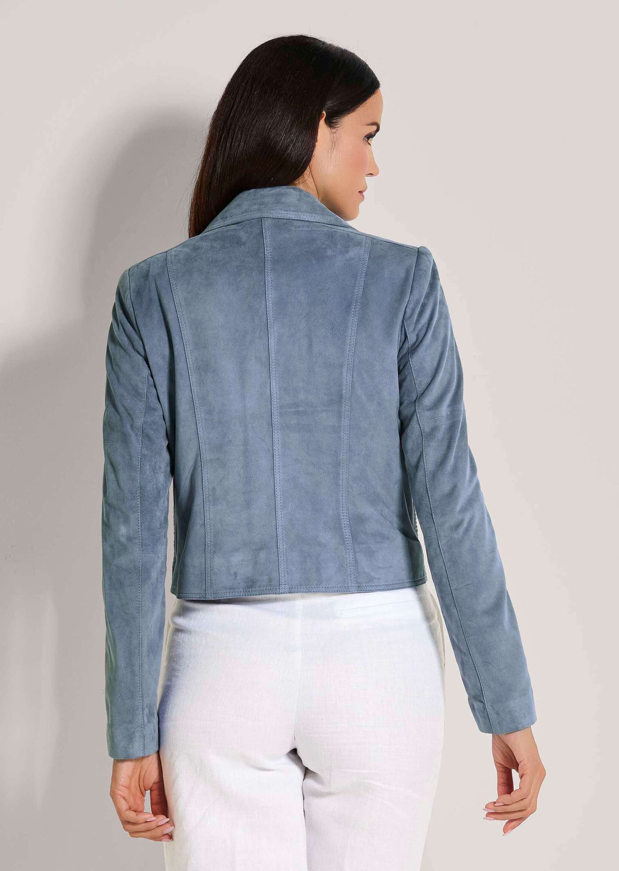 MADELEINE Lederjacke Kurze Bikerjacke aus softem Ziegenvelours – Bild 2 von 5