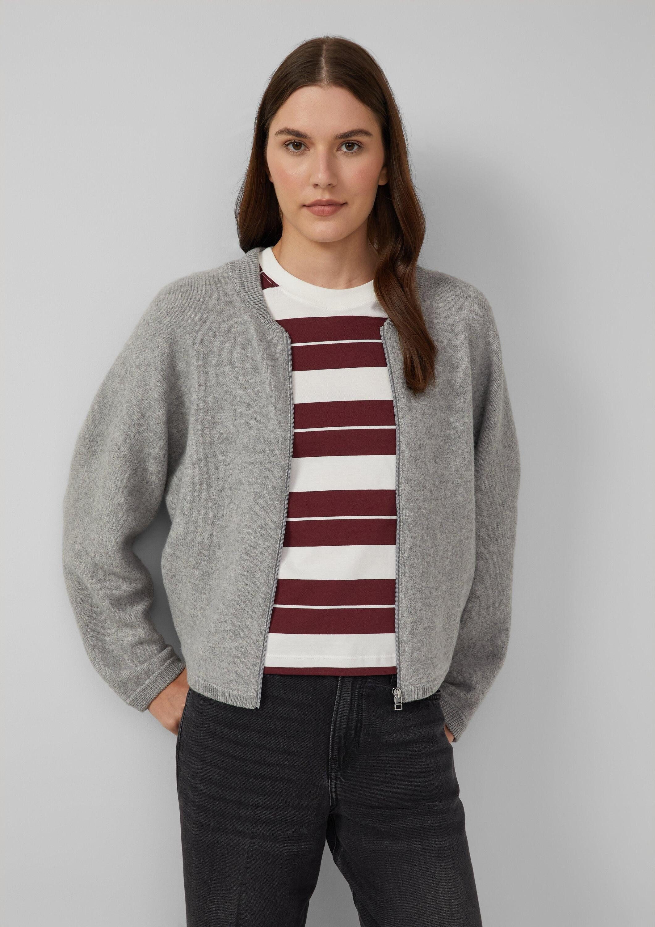 s.Oliver Cardigan Strickjacke Weiche Strickjacke aus Wollmix mit Rippbündch günstig online kaufen