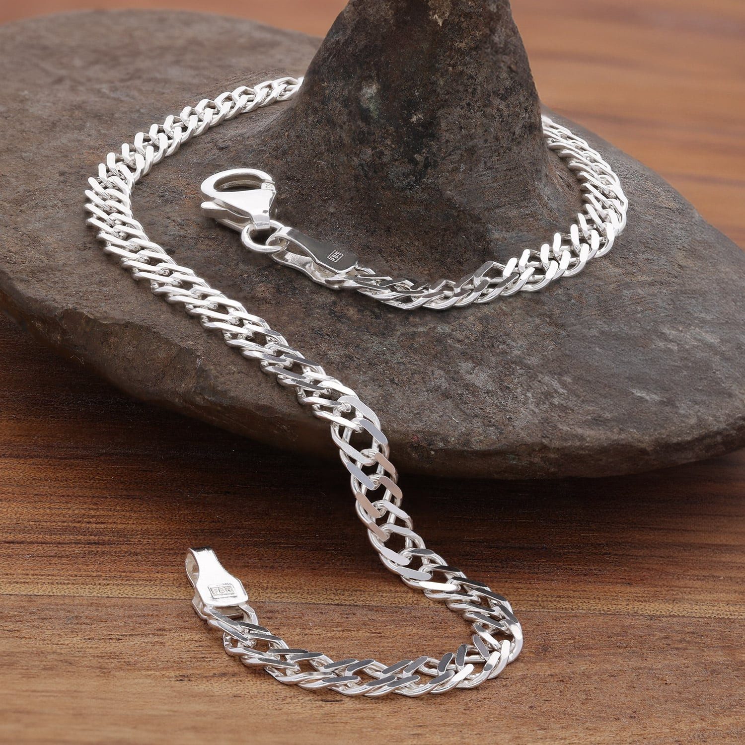 trendor Gliederarmband für 925 Silber Zwillingspanzer 3,9 mm