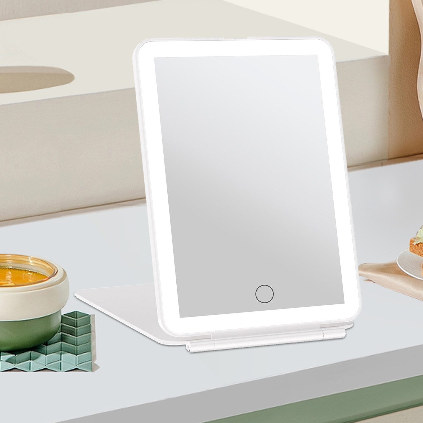 OKWISH Spiegel LED Schminkspiegel mit Beleuchtung Reisespiegel (Weiß 12.95x günstig online kaufen