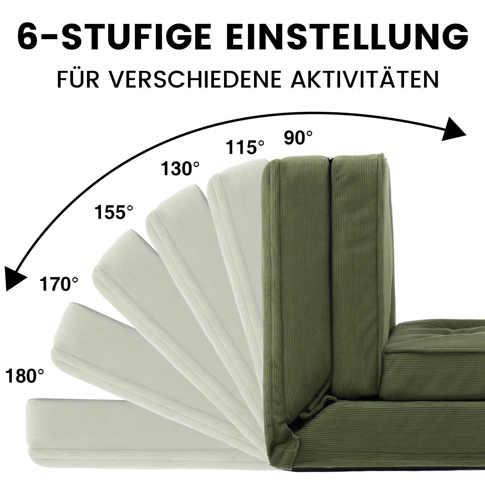 COMHOMA Kindersofa Schlafsofa Bodensofa Klappbar Bodensessel mit Schlaffunktion bettsofa – Bild 2 von 5