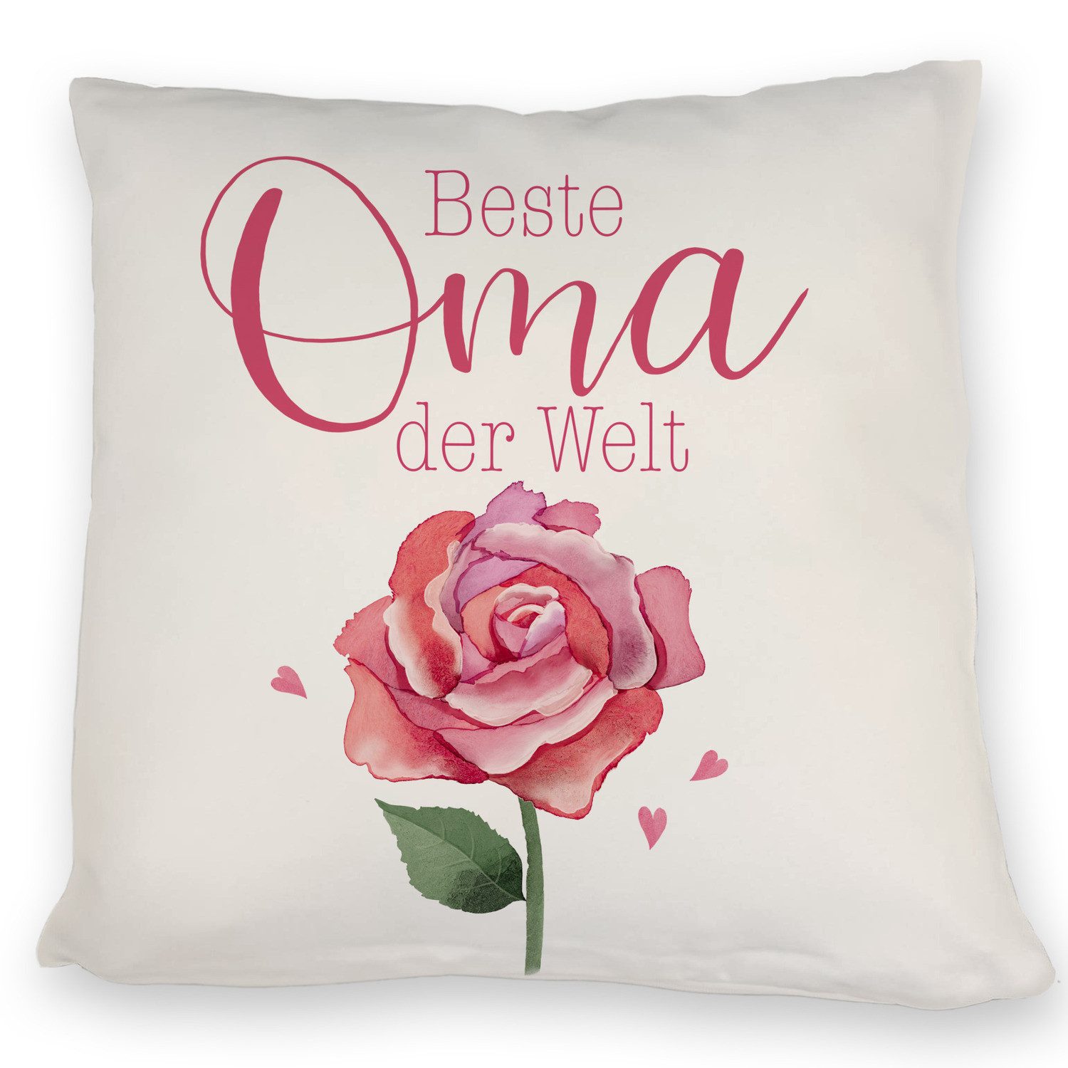 speecheese Dekokissen Rose Kissen mit Spruch Beste Oma der Welt