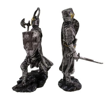 Kremers Schatzkiste Dekofigur 2er Set Tempelritter in Rüstung 17cm Handbemalt Figur Skulptur