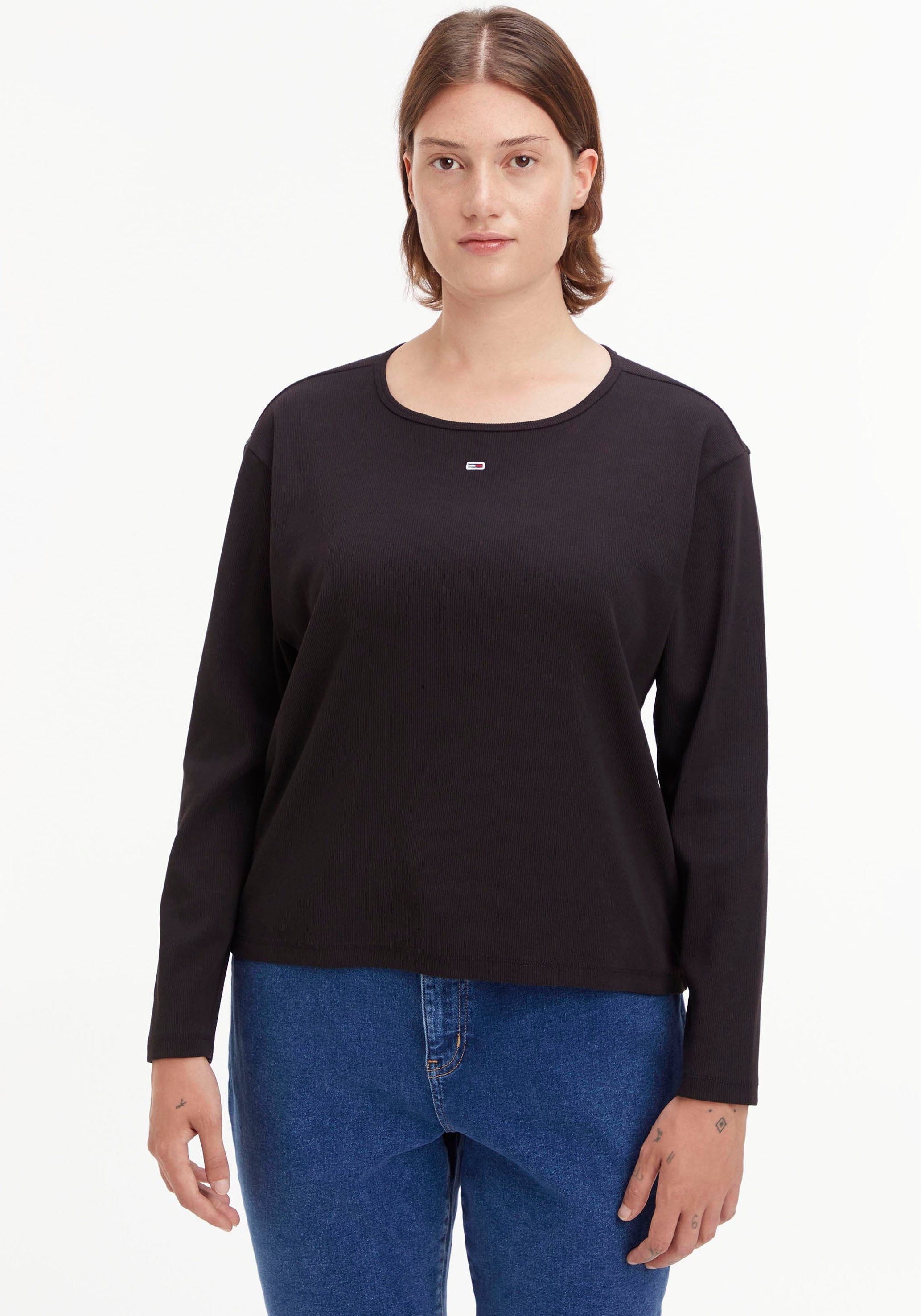 Tommy Jeans Curve Rundhalsshirt TJW CRV BBY EESENTIAL RIB LS (1-tlg) PLUS SIZE CURVE,in modischer Rippware & mit Tommy Jeans-Markenlabel | Rundhalsshirts