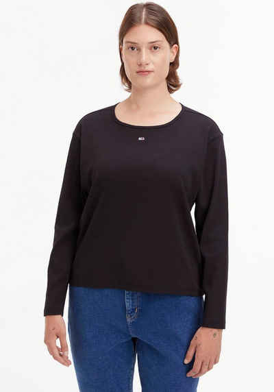 Tommy Jeans Curve Rundhalsshirt TJW CRV BBY EESENTIAL RIB LS (1-tlg) PLUS SIZE CURVE,in modischer Rippware & mit Tommy Jeans-Markenlabel