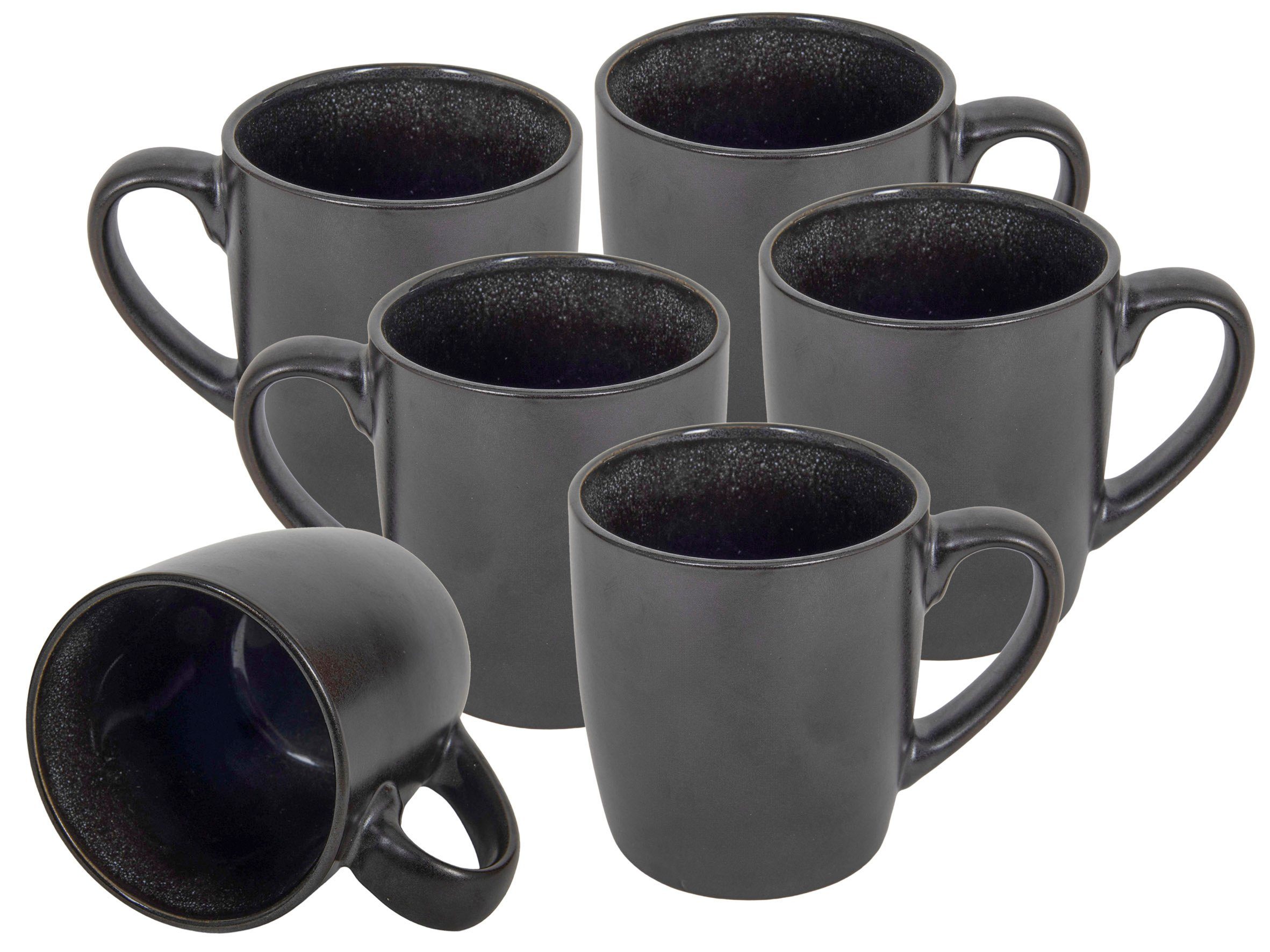 ml, metallic Porzellan, schwarz spülmaschinenfest 350 Henkel mit Kaffeetasse Teetasse Spetebo Tasse Kaffeebecher