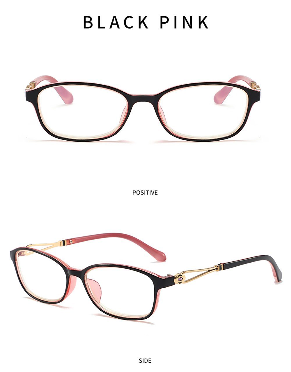 PACIEA Lesebrille Rahmen bedruckte Mode rosa presbyopische anti blaue Gläser